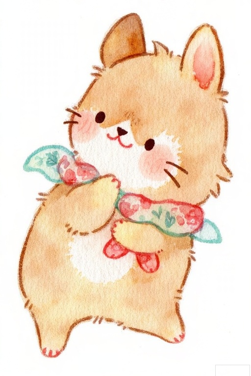 Cute small animals watercolor hand-painted