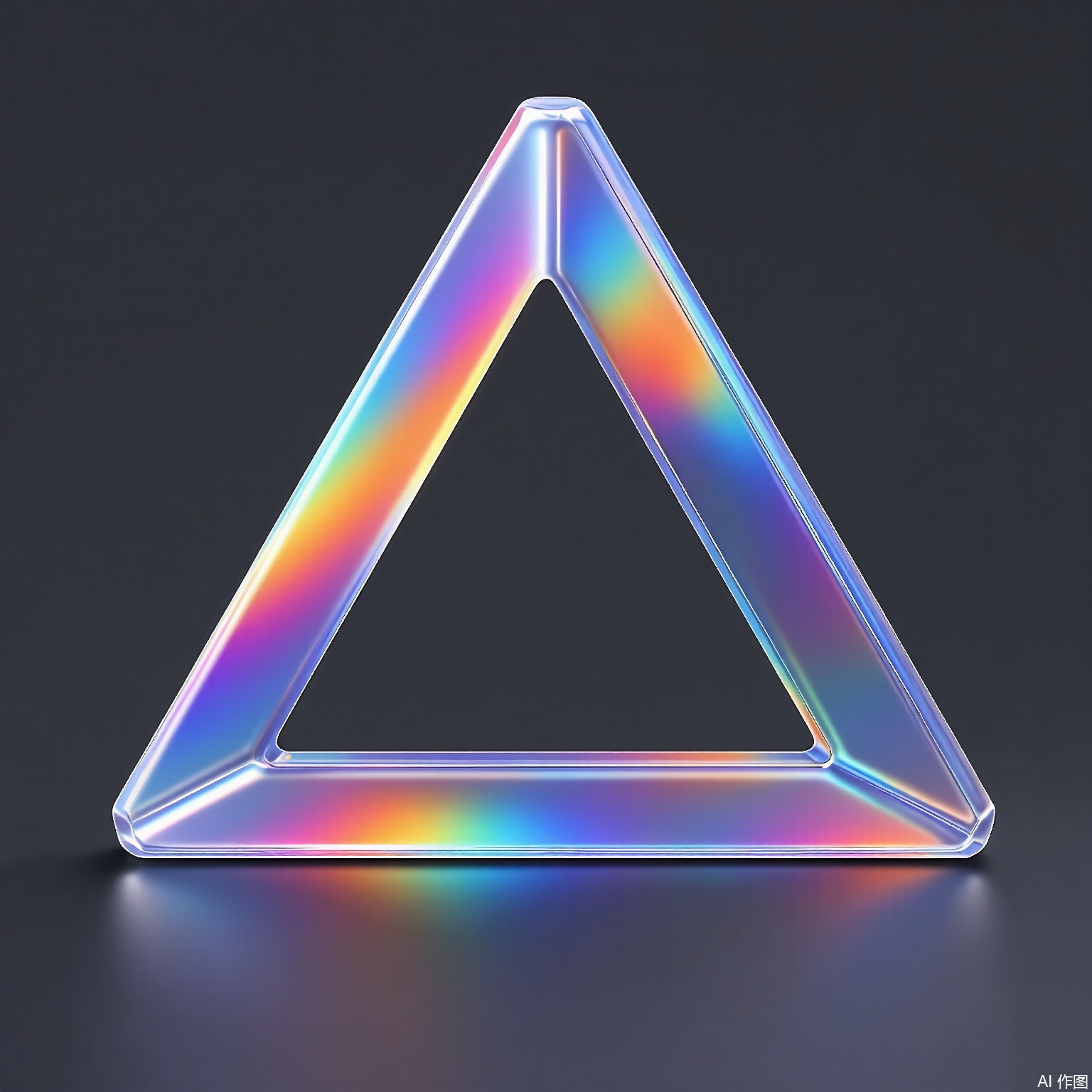 CHBL,
A fractal triangle with prismatic edges, blending tangerine and violet gradients. Set against a soft charcoal background, it emits a faint aurora-like glow.
