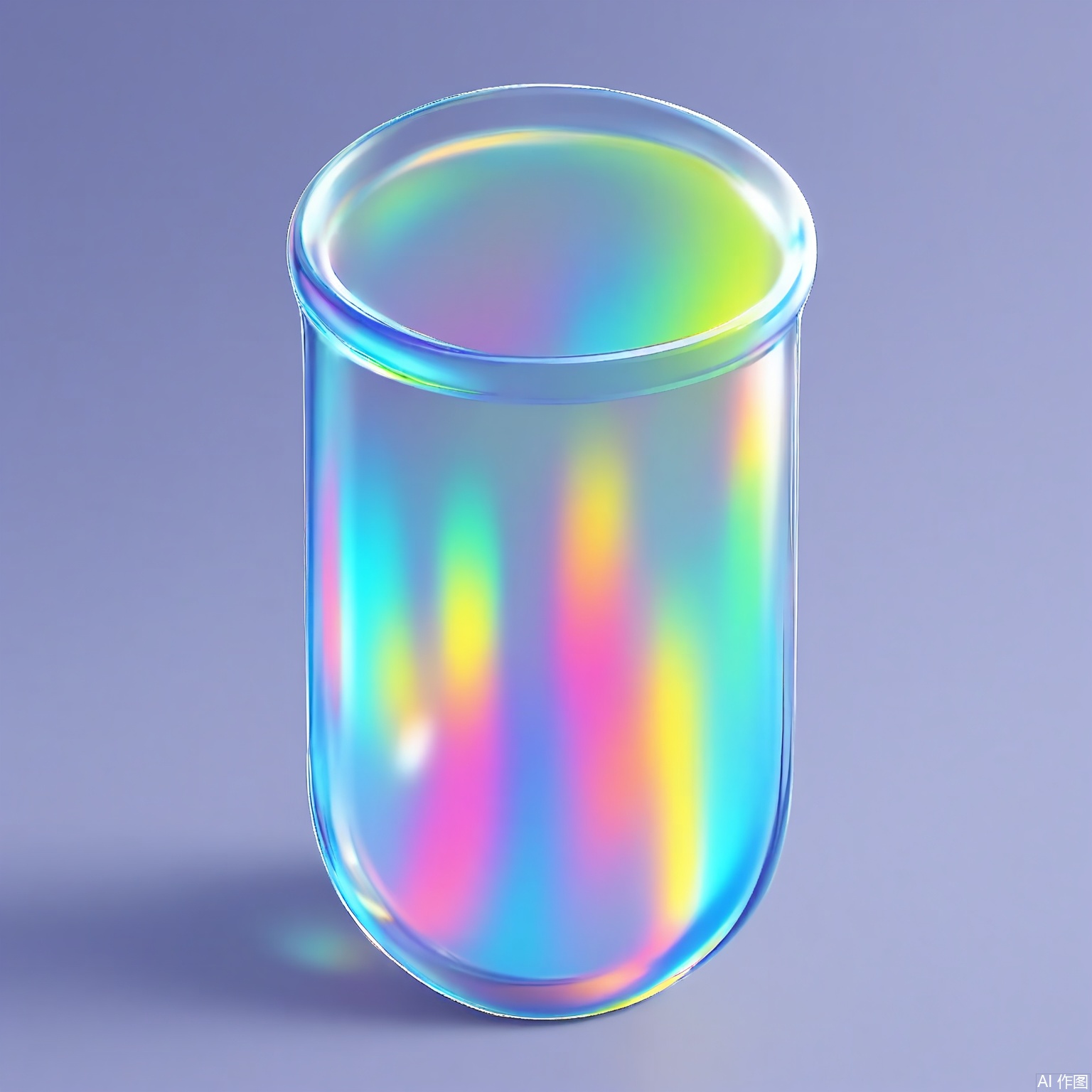 CHBL, A glowing "M" formed by intertwined neon tubes, filled with a translucent gradient from electric lime to deep indigo. The base shadow mimics a levitation effect on a charcoal-gray surface.
