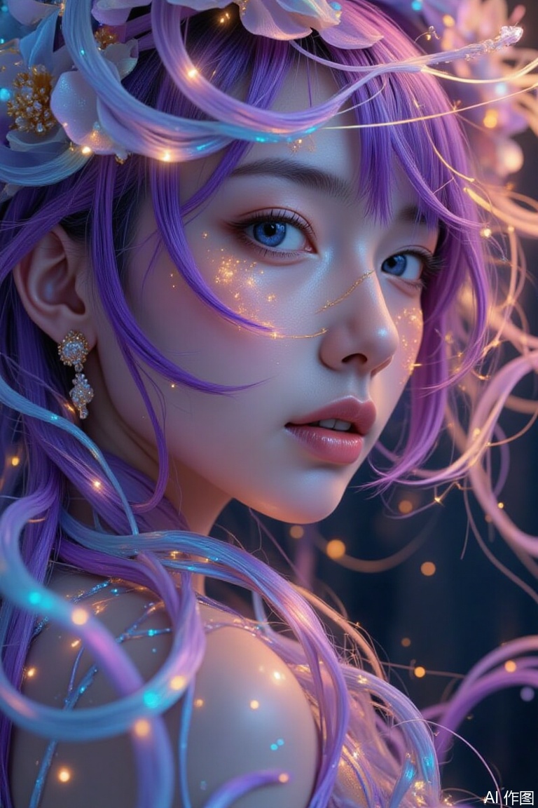 (masterpiece, top quality, best quality, official art, beautiful and aesthetic:1.2), (1girl), extreme detailed,(fractal art:1.3),colorful,highest detailed..,plns,portrait,vivid color,plbj,color-speckled background,digital-art,semi - transparent