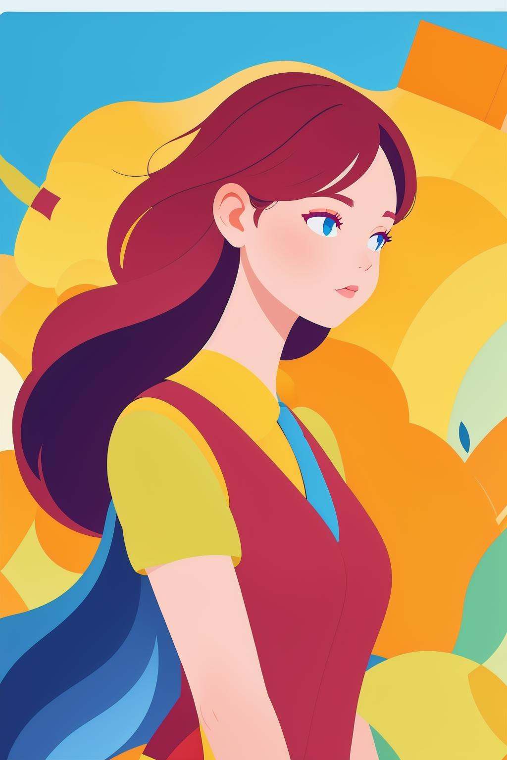 illustration style,a girl,upper body,vest,