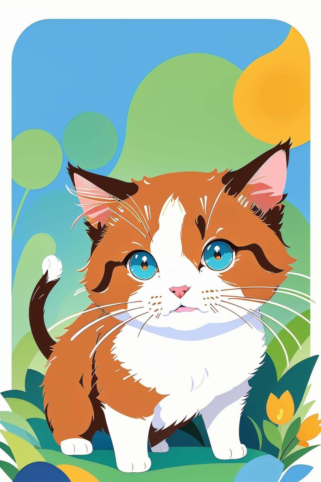 iillustration style,a cat,