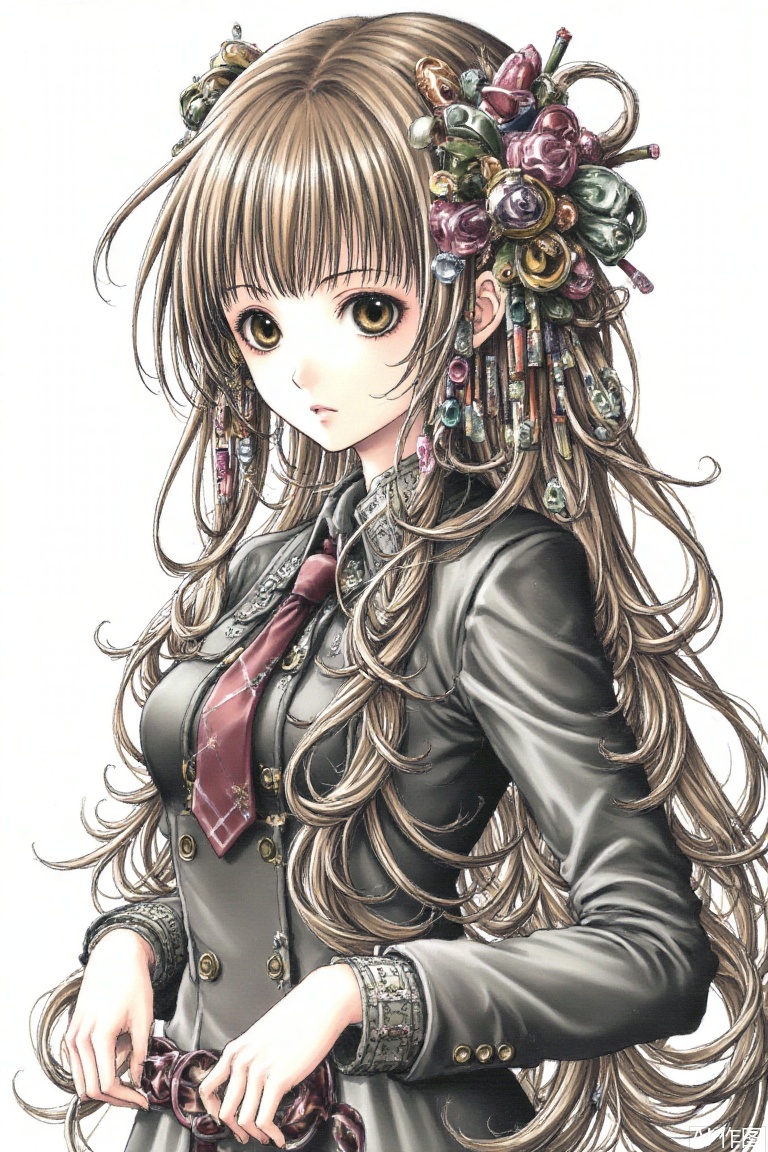 artist_syd,1girl,solo,very long hair,upper body,callbones,eye shadows,hair tubes,