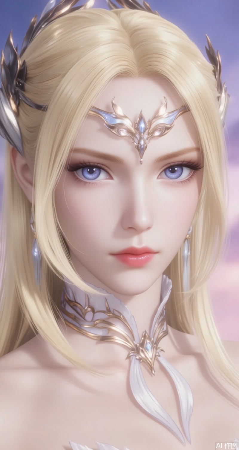 baoshi,lvjing,qianrenxue,1girl, blue eyes, blonde hair, solo, hair ornament, long hair, looking at viewer, bare shoulders, white dress, upper body, dress, closed mouth, portrait, detached collar, blurry background,3
cover,simple background,gradient background,close-up details,outstanding style,adding a touch of dimension to your images without compromising details,close-up,
