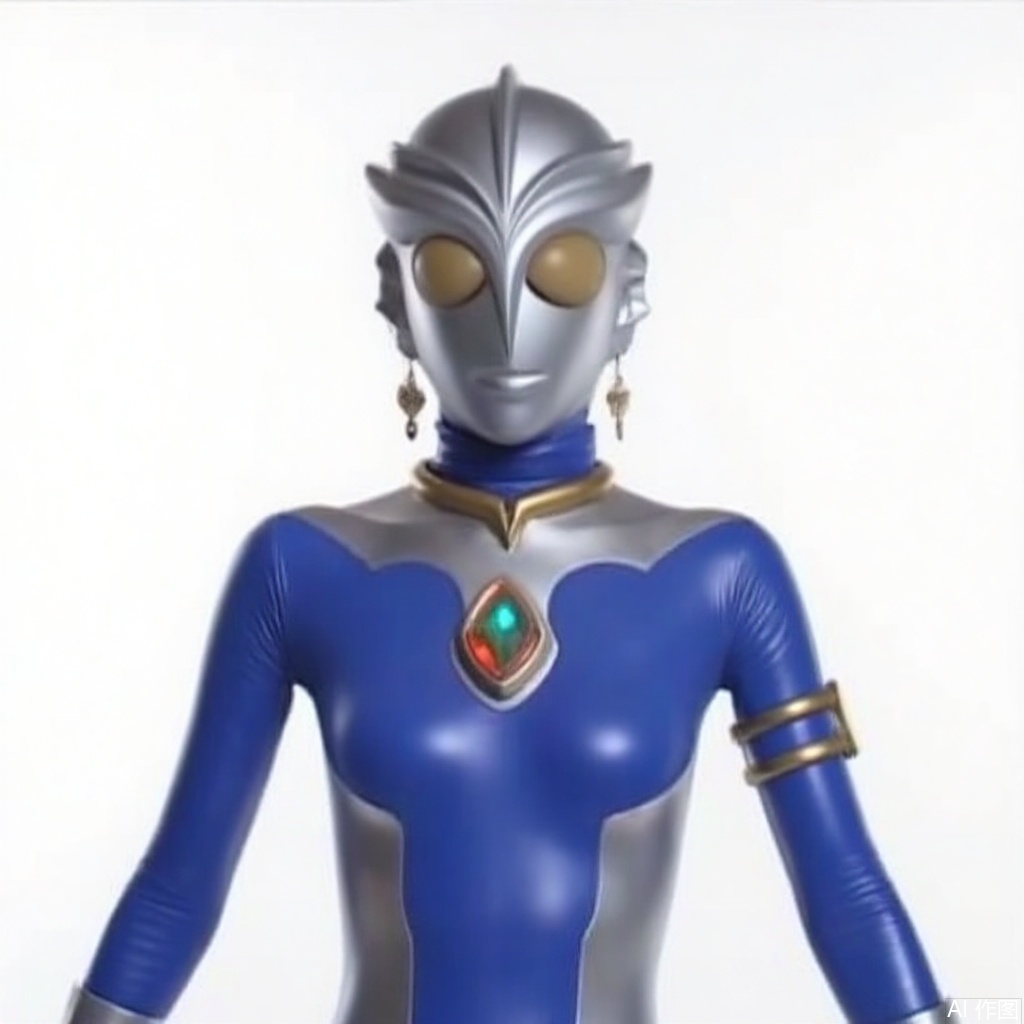 masterpiece, best quality,solo,(white background:1.2),simple background,
looking at viewer,breasts,earrings,jewelry,glowing,armor,helmet,blue footwear,blue tight-fitting,silver pattern on body,bodysuit,gem,plugsuit,mask,cover,logo,boots,gloves,blue legwear,blue gloves,blue bodysuit,leather suit,latex,bodysuit,gloves,legwear,boots,cover,mask,plugsuit,armor,bodysuit,pattern on body,tight-fitting,tokusatsu,no humans,science fiction,hard mask,no smile,no eyes,no nose,rubber bodysuit with line,alien