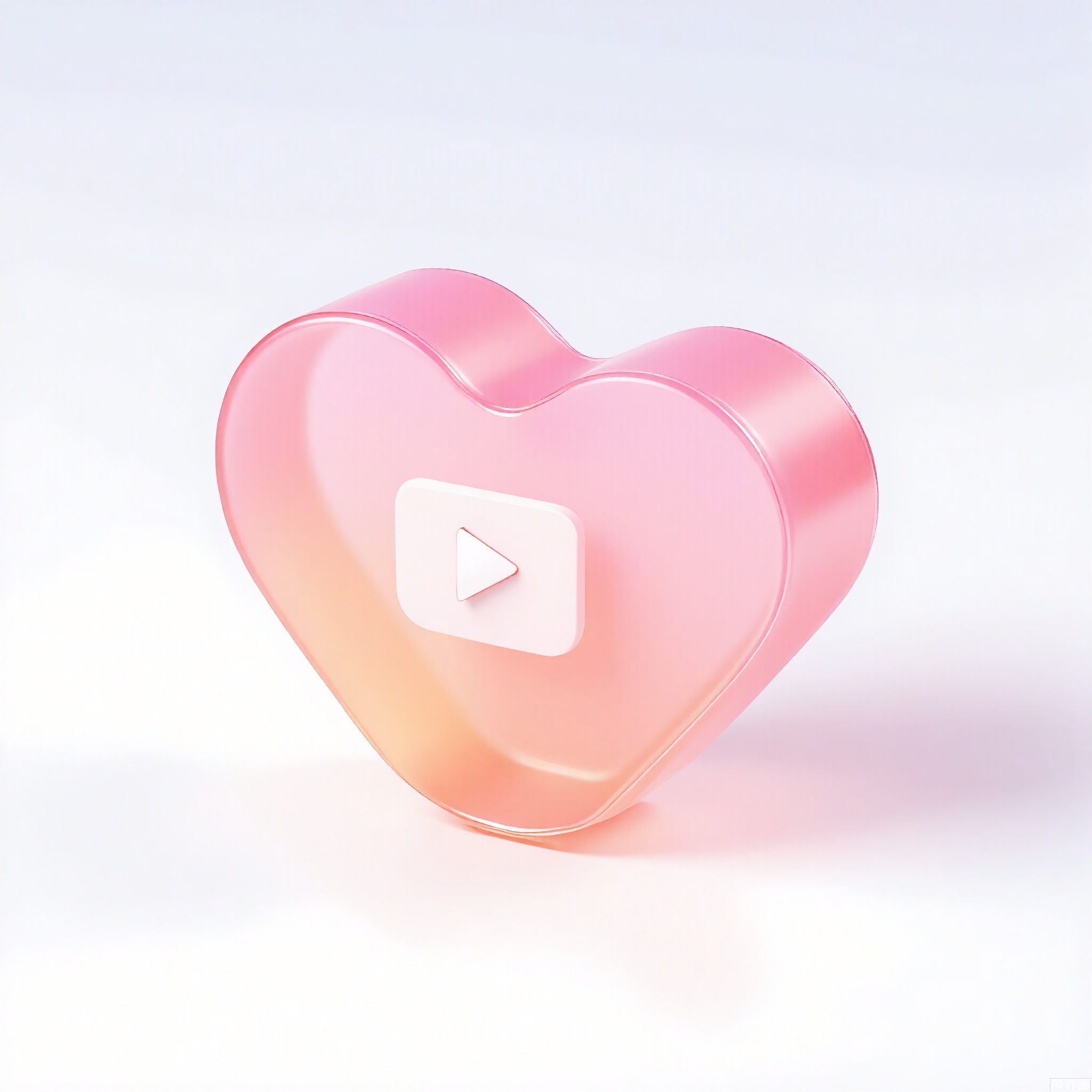 PVC,
A PVC material icon of a simple, translucent heart shape, in a soft pink tint, placed on a white background. The icon has a smooth, glossy texture and a romantic yet modern aesthetic.
