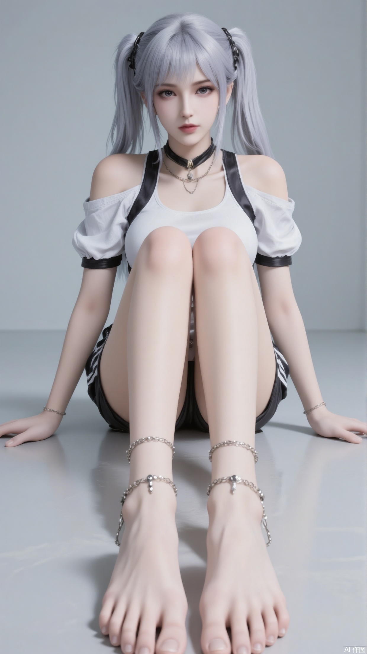 A beautiful woman sitting on the ground,  stretching her feet in front of the camera. Bend and lift your legs,  stretch yo...