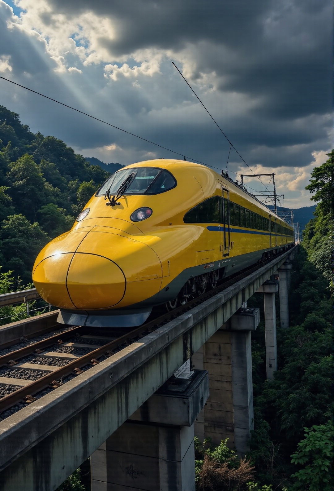 A magnificent,  sleek Shinkansen train hybrid,  designed entirely around the iconic shape and textured appearance of Psydu...