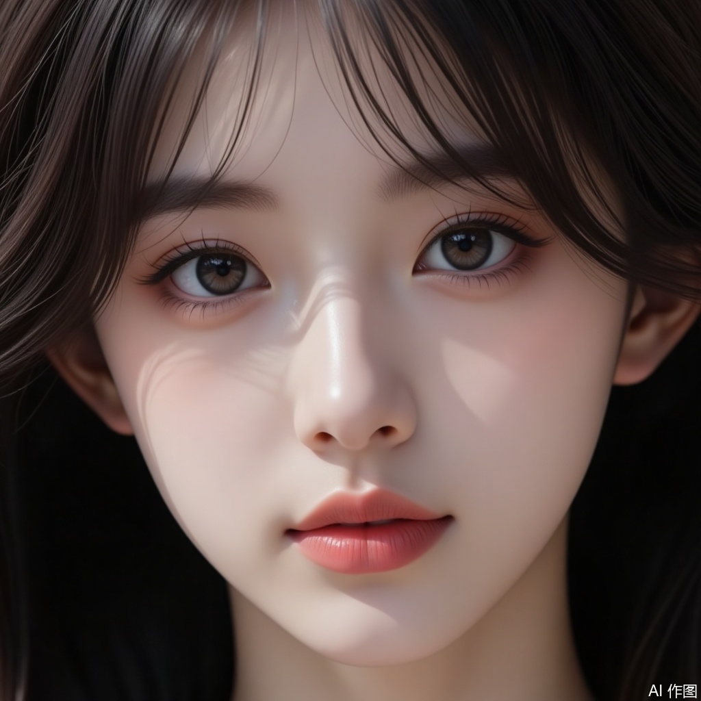 Ultra-detailed close-up headshot of a young woman.looking at viewer,uminousLashes,DelicateFringe,SubtleGlow,EtherealGaze,RefinedFeatures