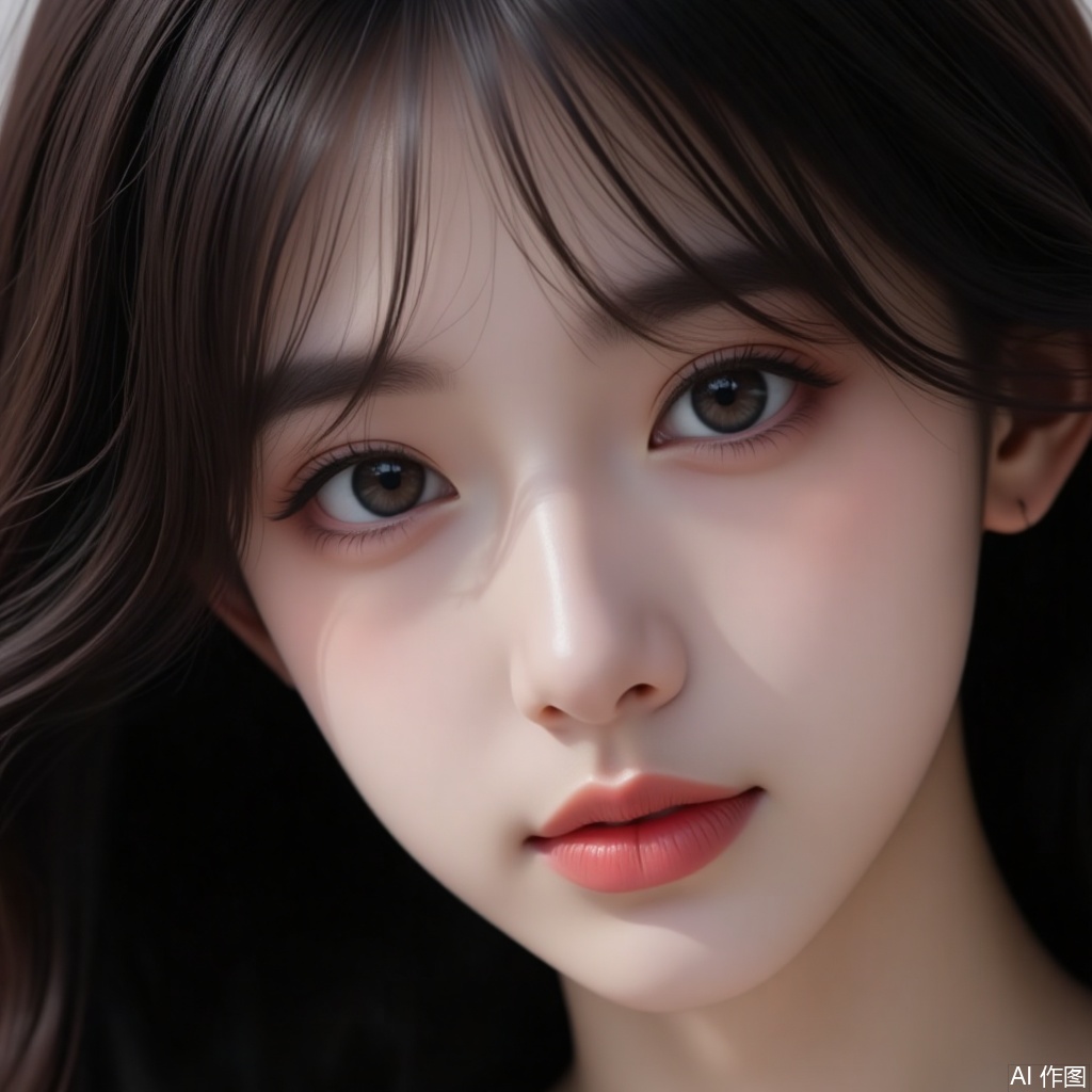 Ultra-detailed close-up headshot of a young woman.looking at viewer,uminousLashes,DelicateFringe,SubtleGlow,EtherealGaze,RefinedFeatures
