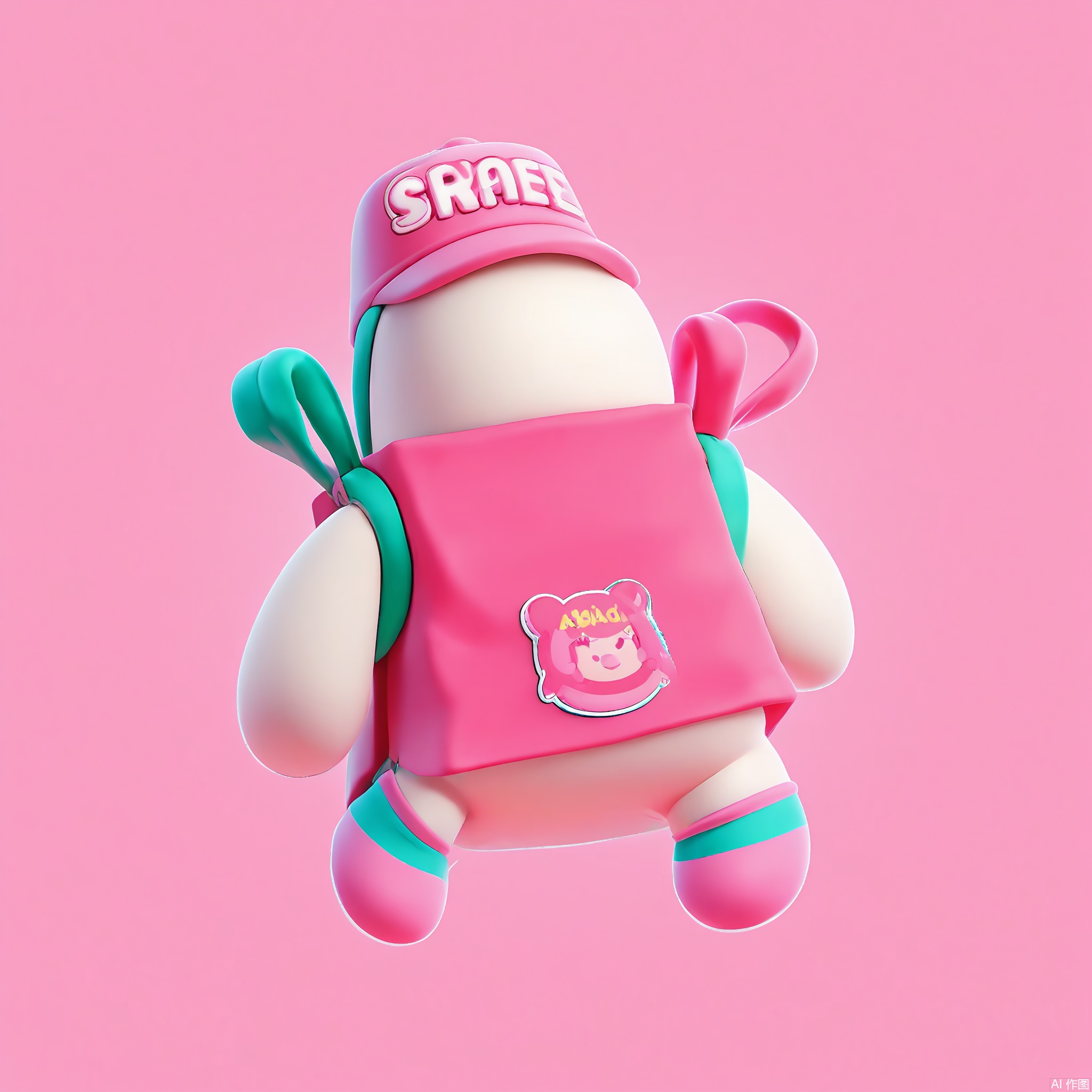 KTZG, A 3D-rendered cartoon shopping bag with a glossy white body, teal handles, and a giant pink "SALE!" sticker. The bag is stuffed with floating socks, hats, and scarves, with a coral-pink background.
