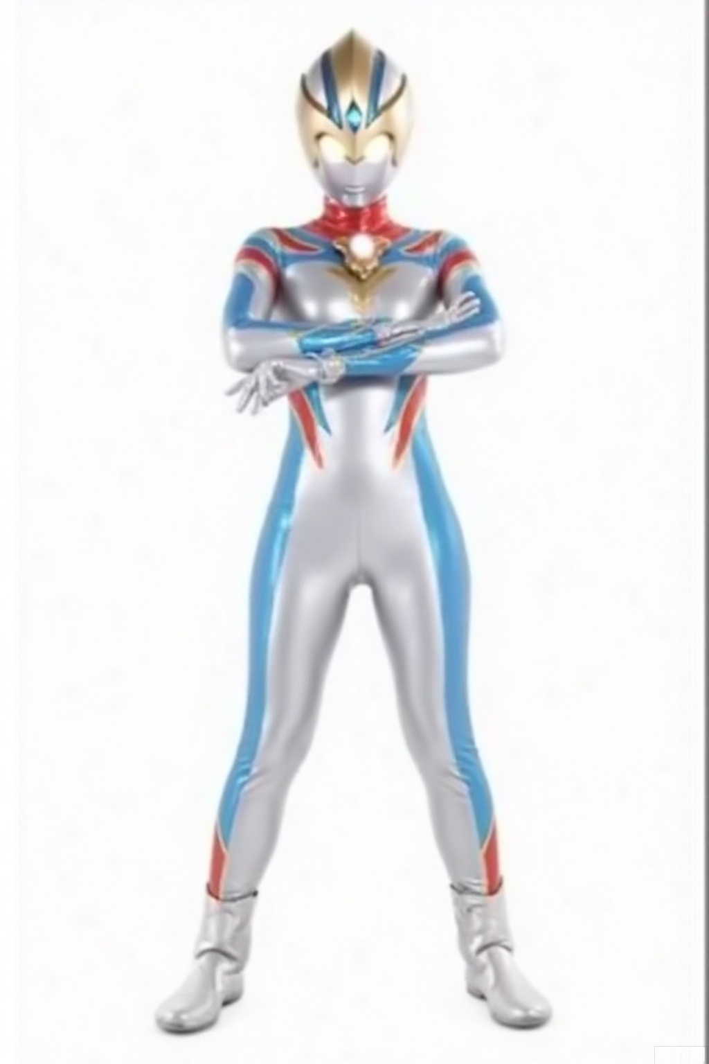 masterpiece, best quality,solo,(white background:1.2),simple background,
looking at viewer,white bodysuit,white gloves,legwear,boots,logo,cover,mask,plugsuit,gem,pattern on body,red pattern on body,blue pattern on body,white tight-fitting,white footwear,helmet,leather suit,ultraman,latex,bodysuit,gloves,legwear,tokusatsu,no humans,science fiction,hard mask,no smile,no eyes,no nose,rubber bodysuit with line,alien,boots,cover,mask,plugsuit,armor,bodysuit