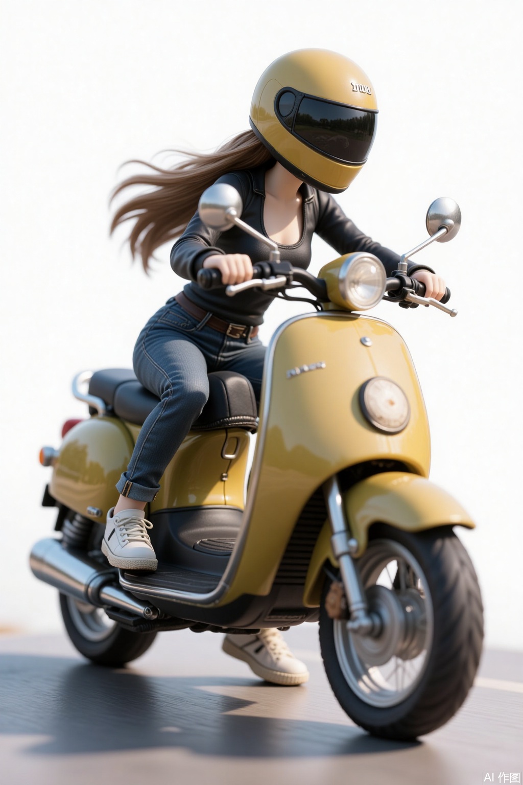 1 girl riding a motorcycle,q-version