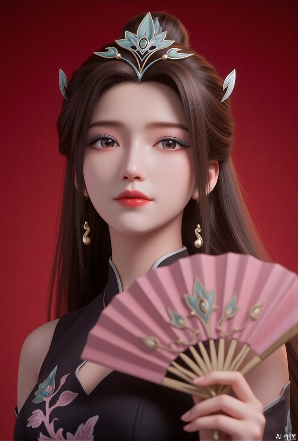 luxueqi,lvjing,yanruyu,earrings,jewelry,solo,hair ornament,brown hair,long hair,hair bun,
1girl, solo, white hair, multicolored hair, hair ornament, makeup, two-tone hair, lips, black hair, eyeshadow, streaked hair, hair stick,1girl,dress,hand fan,holding,solo,earrings,jewelry,chinese clothes,china dress,black dress,holding fan,floral print,blurry,sleeveless,looking at viewer,sleeveless dress,red background,folding fan,standing,head tilt,2,cover,simple background,gradient background,close-up details,outstanding style,adding a touch of dimension to your images without compromising details,close_up