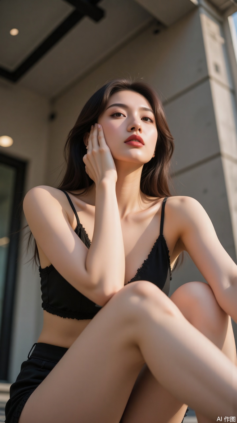 A modern sexy beauty,  low angle shooting,  fashionable photography on Tensor.Art