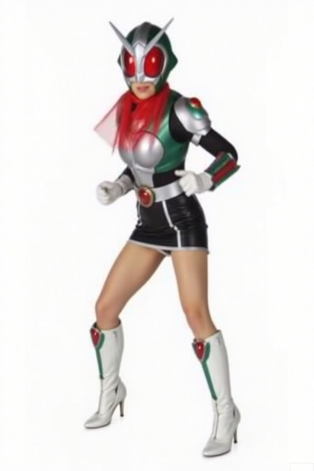 masterpiece, best quality,solo,(white background:1.2),simple background,
looking at viewer,mecha,plugsuit,armor,skirt,high heel boots,belt,white footwear,white gloves,thighhighs,high heels,boots,gloves,armor,helmet,mask