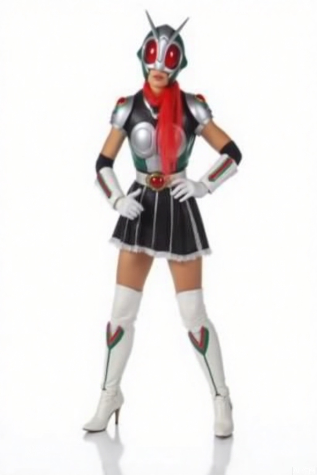 masterpiece, best quality,solo,(white background:1.2),simple background,
looking at viewer,mecha,plugsuit,armor,skirt,high heel boots,belt,white footwear,white gloves,thighhighs,high heels,boots,gloves,armor,helmet,mask