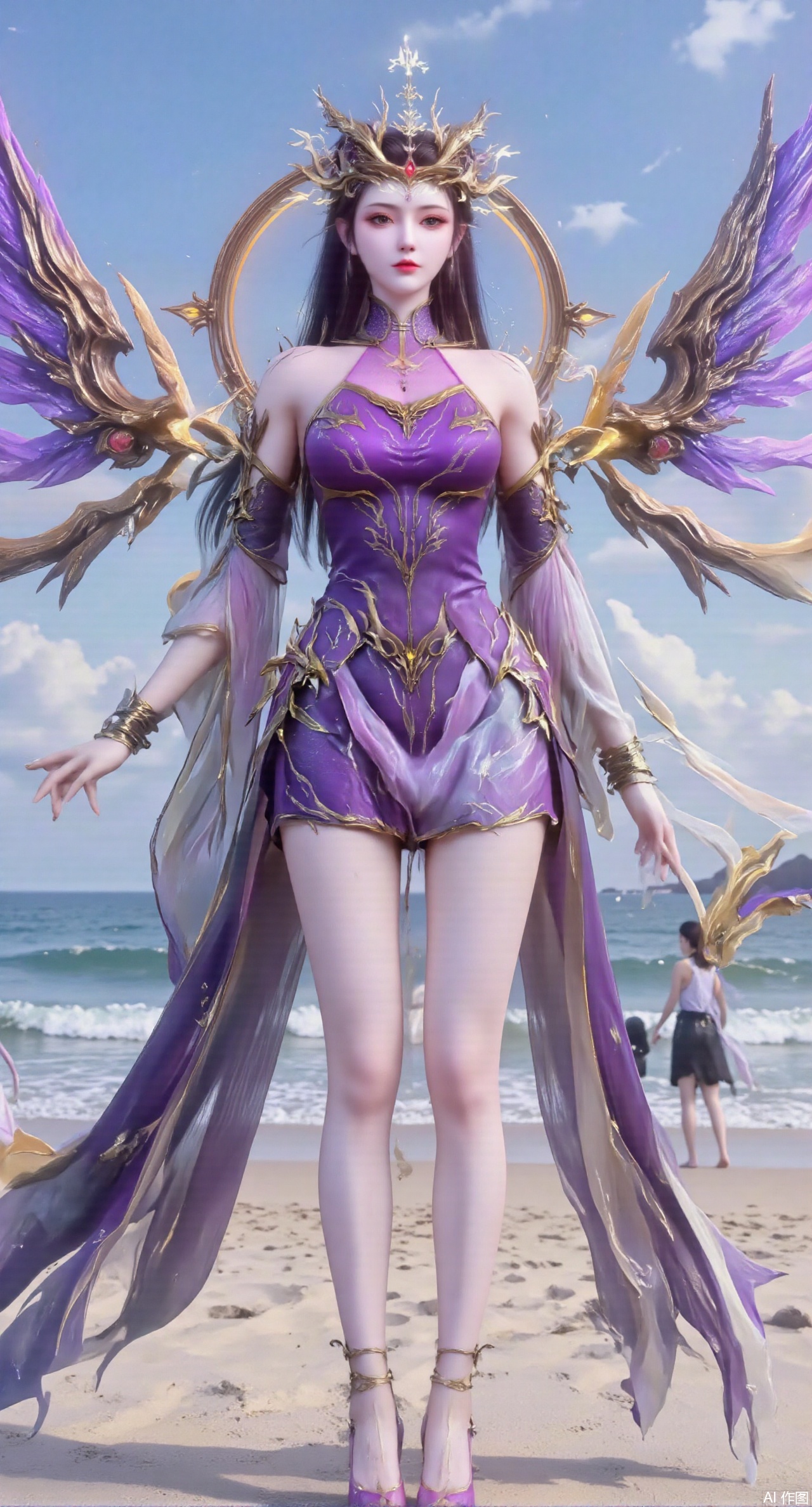 (masterpiece:1.2),best quality,3D animation,CG,absurdres,masterpiece,original,extremely detailed wallpaper,perfect lighting,(extremely detailed CG:1.2),1girl,solo,standing,(huge breasts:2.69),(full breasts:2.59),,looking at viewer,(cowboy_shot:1.1),long hair,high heels,blurry background,depth of field,motion blur,long dress,china_dress,chinese_style,bare shouders,crystal_earrings,headpiece,hair_tie,chest_jewel,gem,necklace,jewelry,in summer,day,outdoors,nature,sea,(rose,beach:1.49),(huge breasts:2.99),(full breasts:2.99),(very long legs,Diamond-studded high heels:1.5),XlimuwanJCB,XcaiyunK,Xxueliu,XjiangchenY,XyouqianxueK