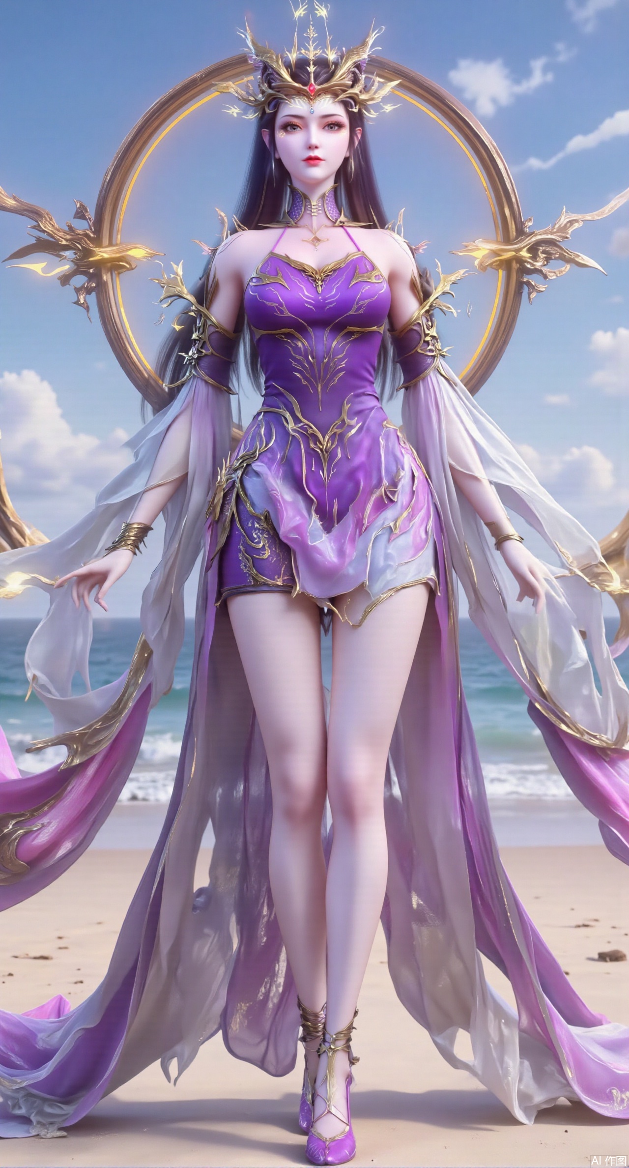 (masterpiece:1.2),best quality,3D animation,CG,absurdres,masterpiece,original,extremely detailed wallpaper,perfect lighting,(extremely detailed CG:1.2),1girl,solo,standing,(huge breasts:2.69),(full breasts:2.59),,looking at viewer,(cowboy_shot:1.1),long hair,high heels,blurry background,depth of field,motion blur,long dress,china_dress,chinese_style,bare shouders,crystal_earrings,headpiece,hair_tie,chest_jewel,gem,necklace,jewelry,in summer,day,outdoors,nature,sea,(rose,beach:1.49),(huge breasts:2.99),(full breasts:2.99),(very long legs,Diamond-studded high heels:1.5),XlimuwanJCB,XcaiyunK,Xxueliu,XjiangchenY,XyouqianxueK
