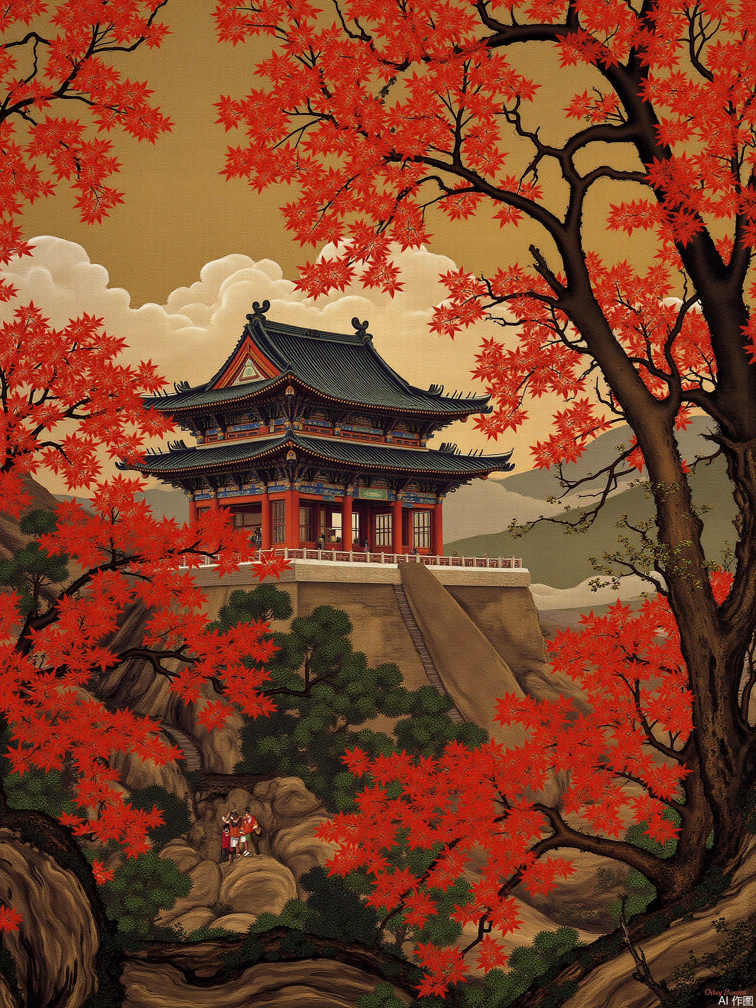 artist_ytrc painting,masterpiece,best quality,good quality,newest,very aesthetic,absurdres,Visual impact,A shot with tension,
ultra-high resolution,32K UHD,sharp focus,Emotionalization,unconventional supreme masterpiece,masterful details,
Imperial Palace in Autumn,