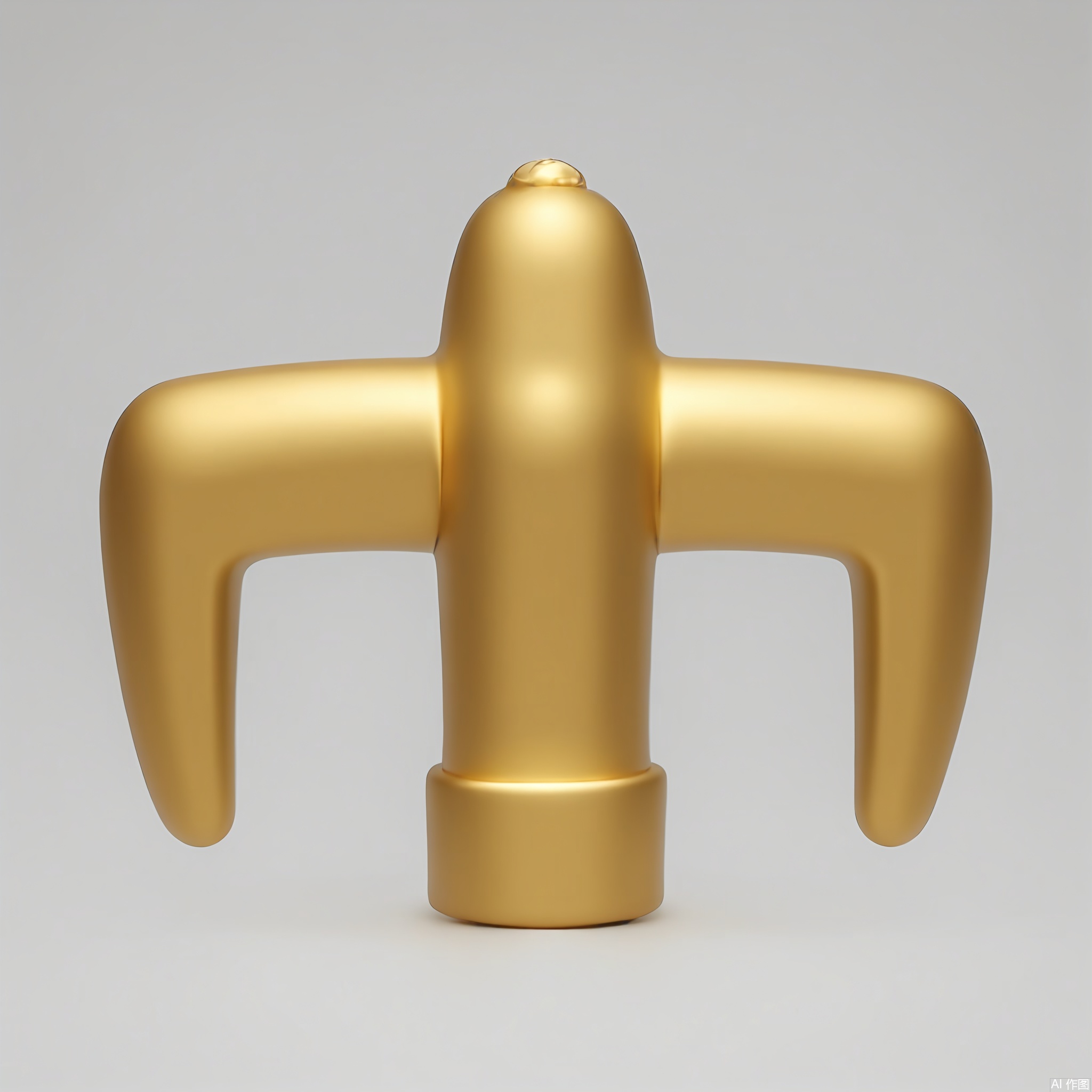 HJCZ, A dainty golden thimble adorned with concentric ridges, centered on a white canvas. Raked light emphasizes its conical shape, reflecting a soft gradient from matte base to polished lip.

