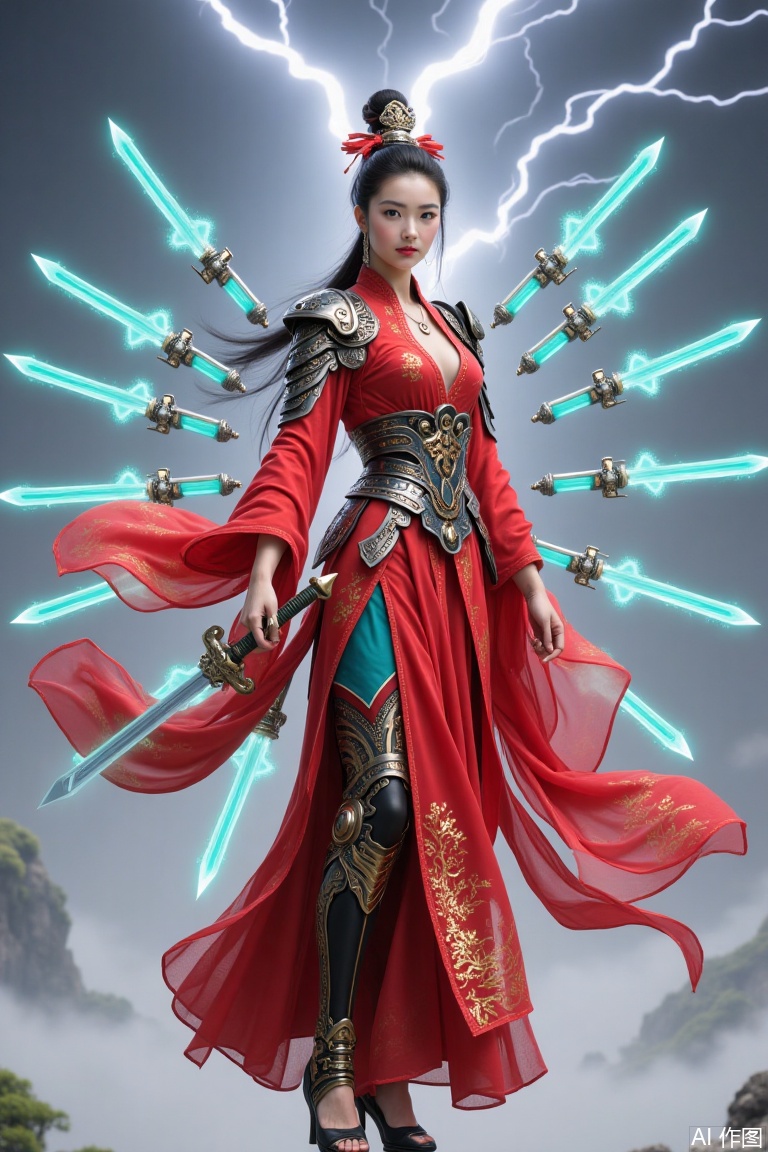 Wan Jian, beauty, ancient costume,The sword