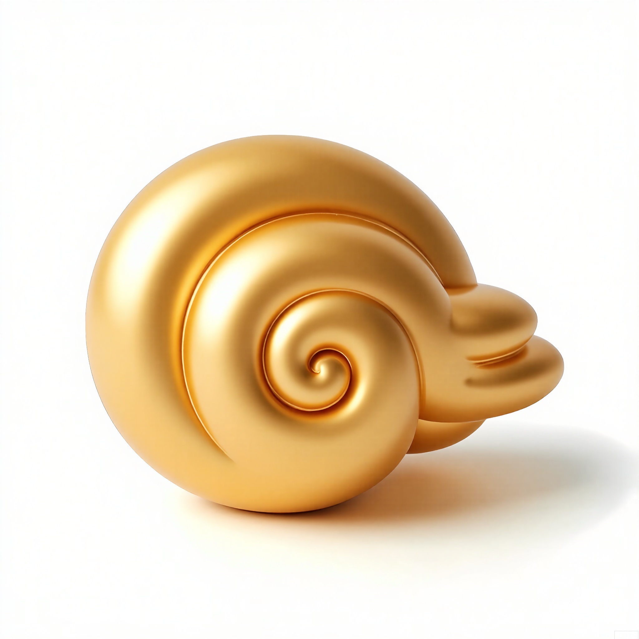 HJCZ,
A tiny golden seashell sculpture, its spiral form curled tightly on white. Light rakes across the ridged interior, casting delicate shadows that mimic oceanic textures.
