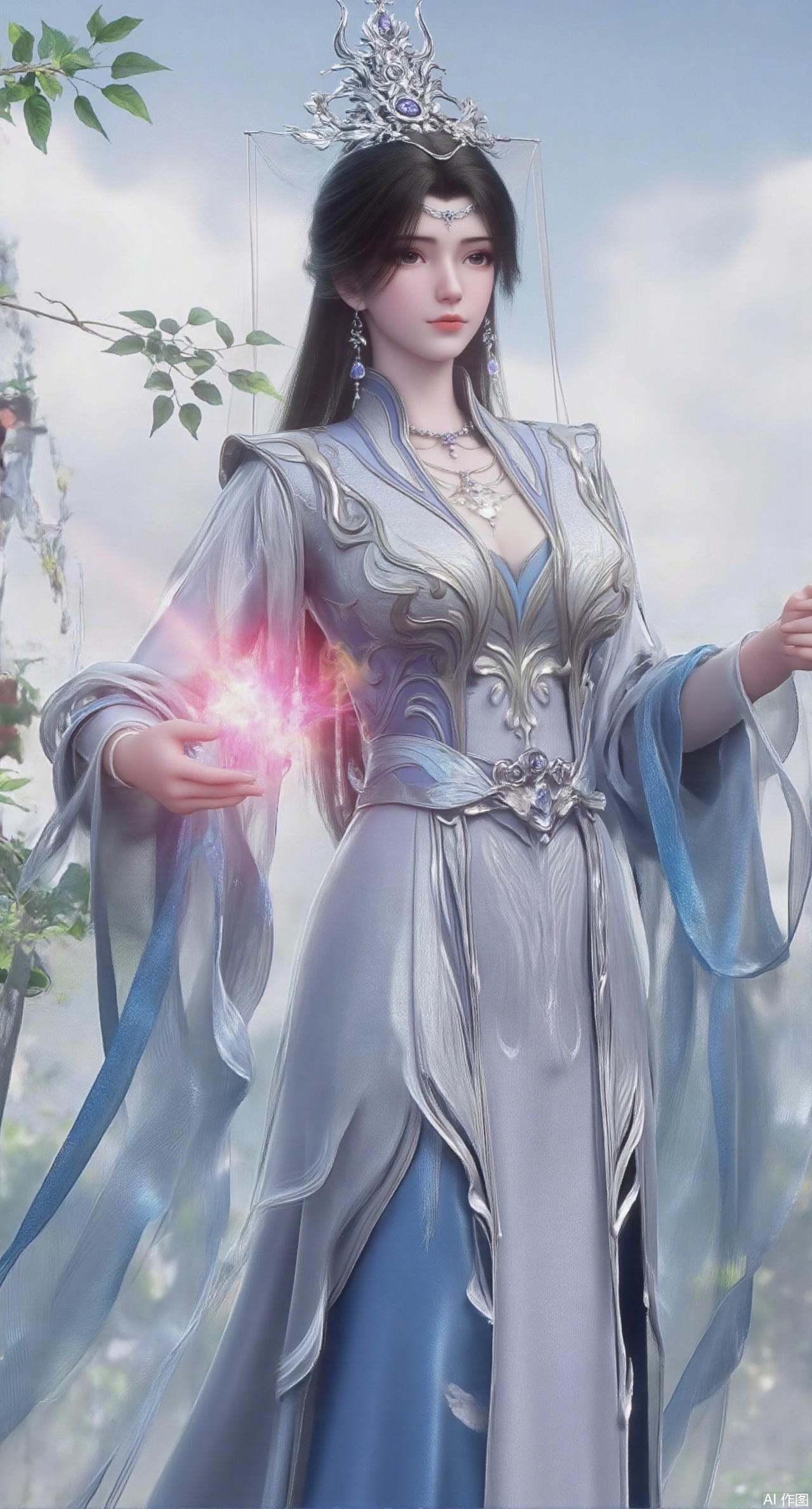 SFW,(masterpiece, top quality, best quality, official art, beautiful and aesthetic:1.2),Realistic,long dress,(Traditional Asian-inspired attire with a vibrant floral accessory and intricate hair ornament),realistic,hanfu photography,hanfu,1girl,fair_skin,glamor,very long hair,absurdres,incredibly absurdres,wallpaper,artbook,chinese_style_loft,turret,tower,handrail,plant,wisteria,spider_lily,face_focus,dynamic_angle,depth of field,looking_at_viewer,(huge breasts:2.99),(full breasts:2.99),(rose,rose sea:1.59),XzilingXY3,XlimuwanJCY,XmoxianYK,Xfanlv