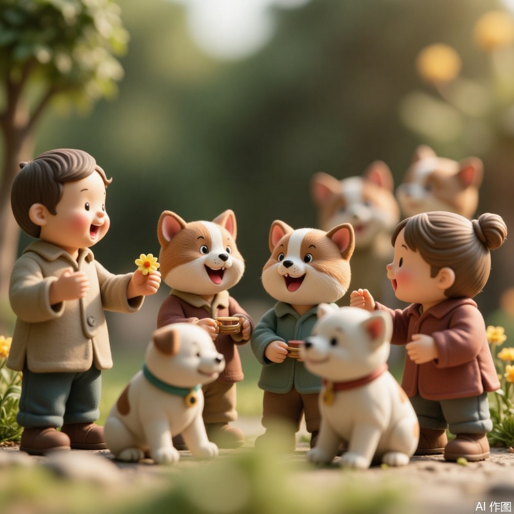 Miniature figures,cats,dogs,