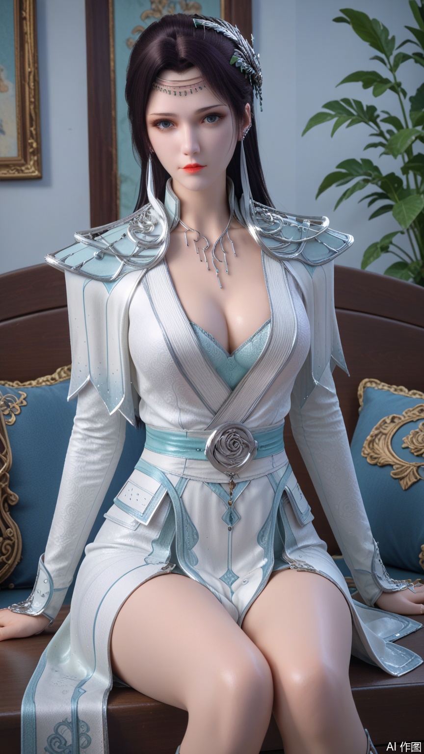 score_9_up,score_8_up,score_7_up, (high definition, Best quality, masterpiece, 4K, exquisite skin), perfect_anatomy, intricate details, 1girl, solo, big breasts, looking at viewer, sitting