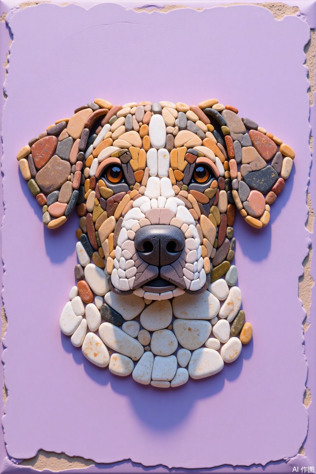 Goose soft stone painting, artwork, painting made of goose soft stone, a dog portrait,ers