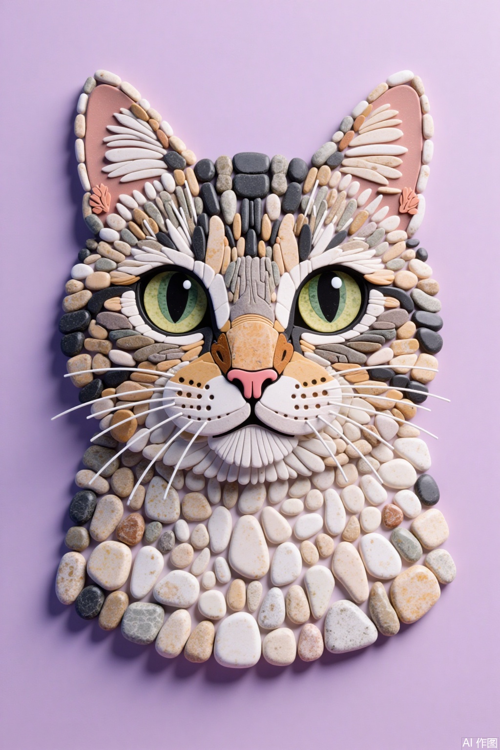 Goose soft stone painting, artwork, painting made of goose soft stone, a cat portrait,ers