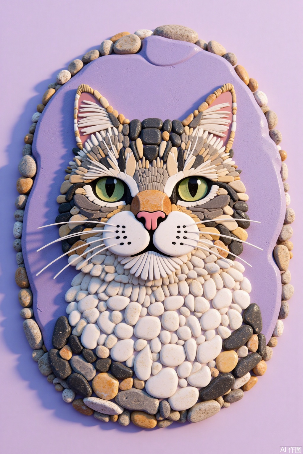 Goose soft stone painting, artwork, painting made of goose soft stone, a cat portrait,ers