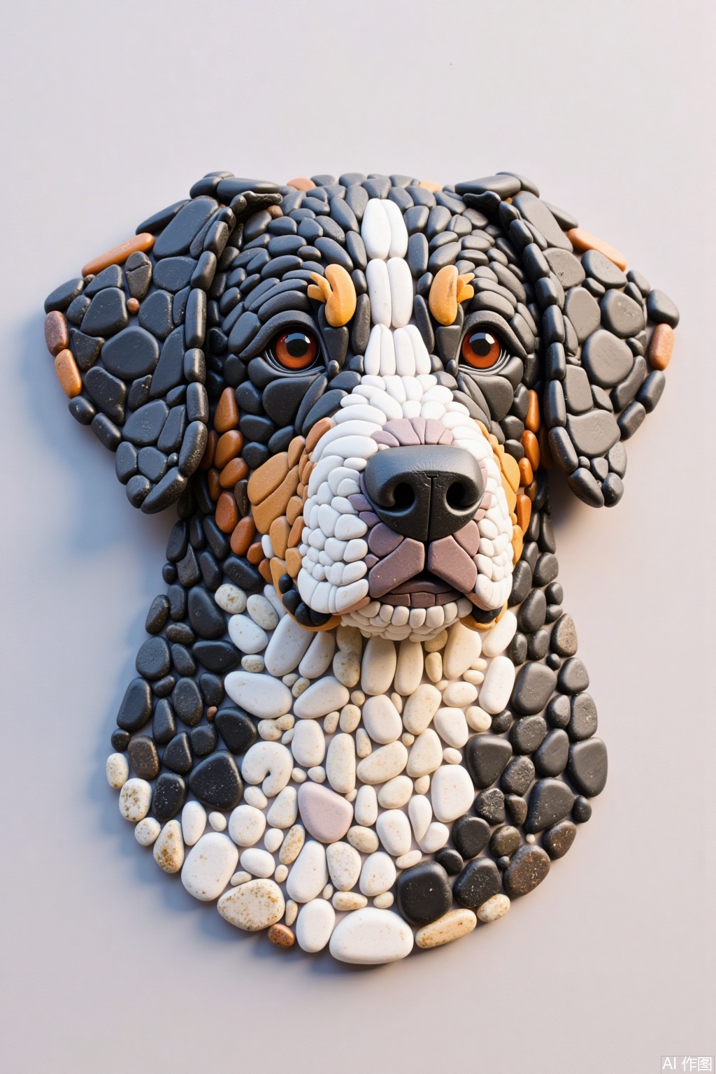 Goose soft stone painting, artwork, painting made of goose soft stone, a dog portrait,ers