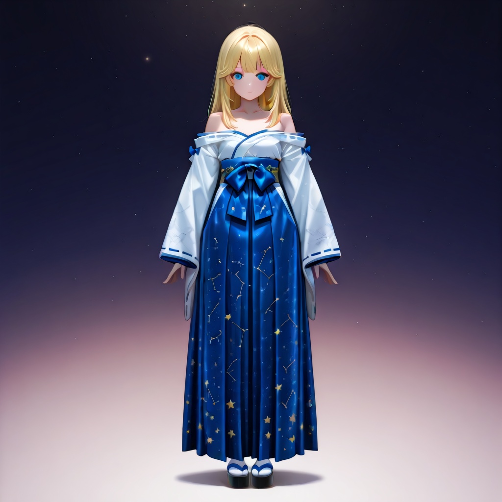 Celestial_Shrine_Maiden_Outfit,  long sleeves,  bare shoulders on Tensor.Art