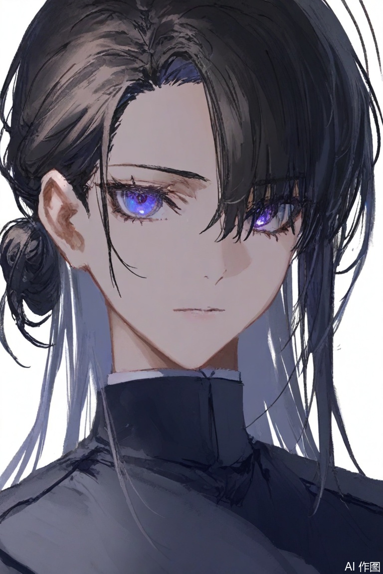 (artist:quasarcake:0.8),extreme aesthetic,(wlop:0.6),(honjou raita,lack,rella,wanke:0.5),
masterpiece, best quality, good quality, newest, year 2024, year 2023, very aesthetic, absurdres, Visual impact,
ultra-high resolution, 32K UHD, sharp focus, best-quality, masterpiece, Emotionalization, masterpiece, masterful details,
1boy,male focus,A man wearing a suit with a single hair bun and long hair,white background,