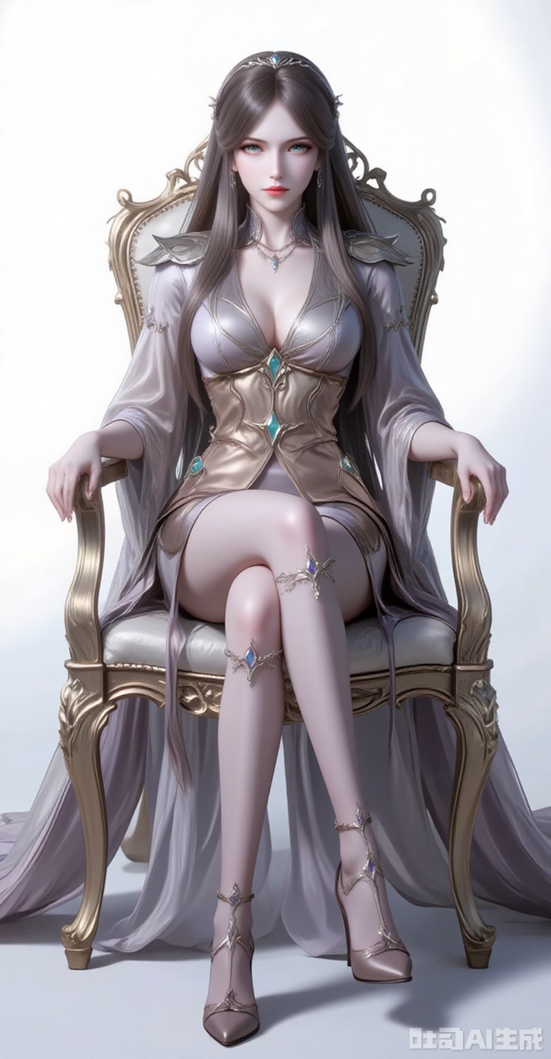 ningrongrong,1girl,solo,long hair,hair ornament,lips,closed mouth,brown hair,braid,blue eyes,green eyes,looking at viewer,
1girl,solo,dress,high heels,white background,pantyhose,jewelry,long sleeves,armor,breasts,cleavage,necklace,long dress,gloves,sitting,chair,crossed legs,
cover,gradient background,close-up details,outstanding style,adding a touch of dimension to your images without compromising details,close-up,white_background,simple background,lvjing
