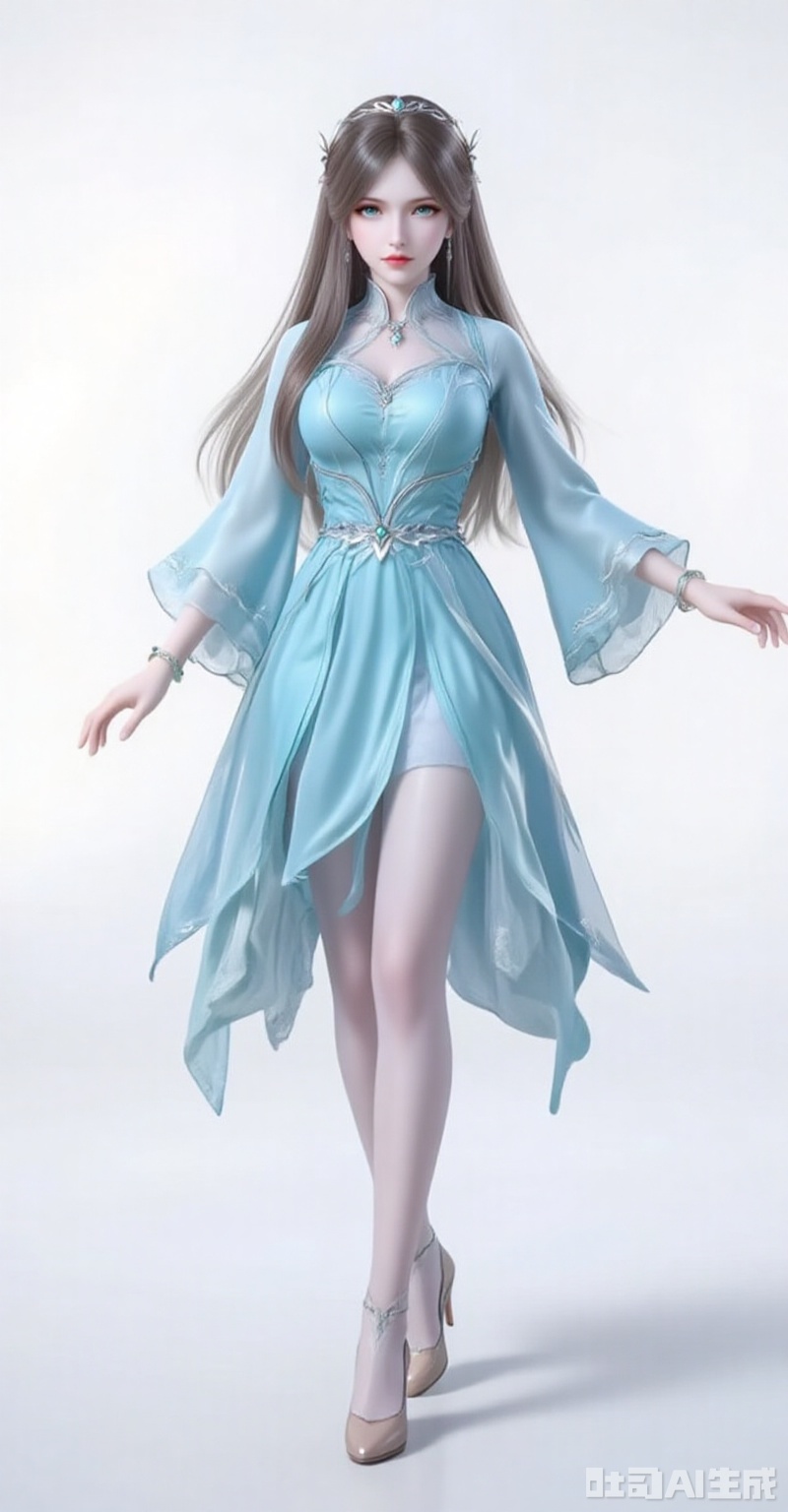 ningrongrong,1girl,solo,long hair,hair ornament,lips,closed mouth,brown hair,braid,blue eyes,green eyes,looking at viewer,
ning,1girl,solo,high heels,dress,white background,full body,pantyhose,hair ornament,bracelet,jewelry,blue dress,long sleeves,simple background,bare legs,standing.
cover,gradient background,close-up details,outstanding style,adding a touch of dimension to your images without compromising details,close-up,white_background,simple background,lvjing
