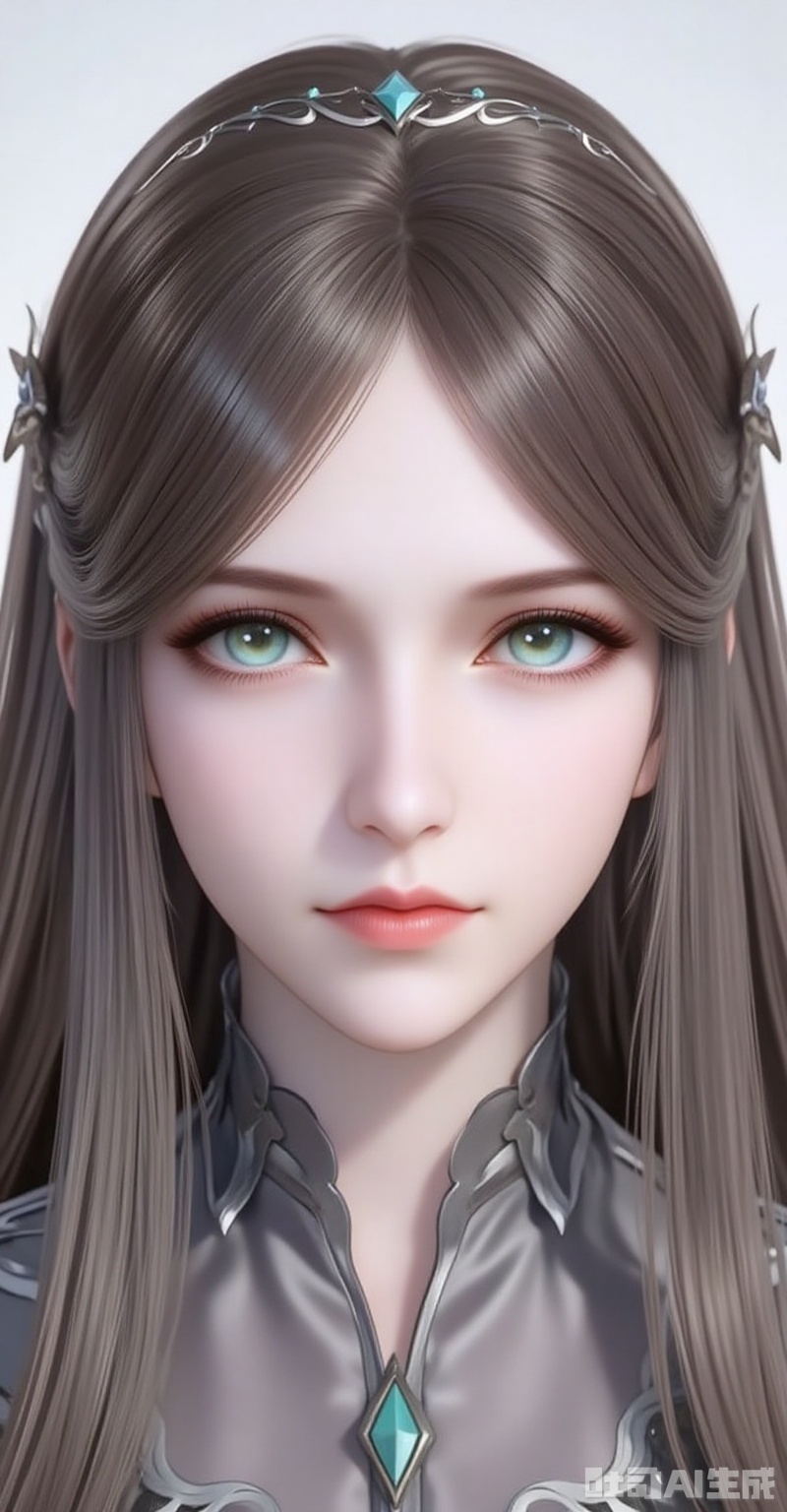ningrongrong,1girl,solo,long hair,hair ornament,lips,closed mouth,brown hair,braid,blue eyes,green eyes,looking at viewer,
1girl,
cover,gradient background,close-up details,outstanding style,adding a touch of dimension to your images without compromising details,close-up,white_background,simple background,lvjing
