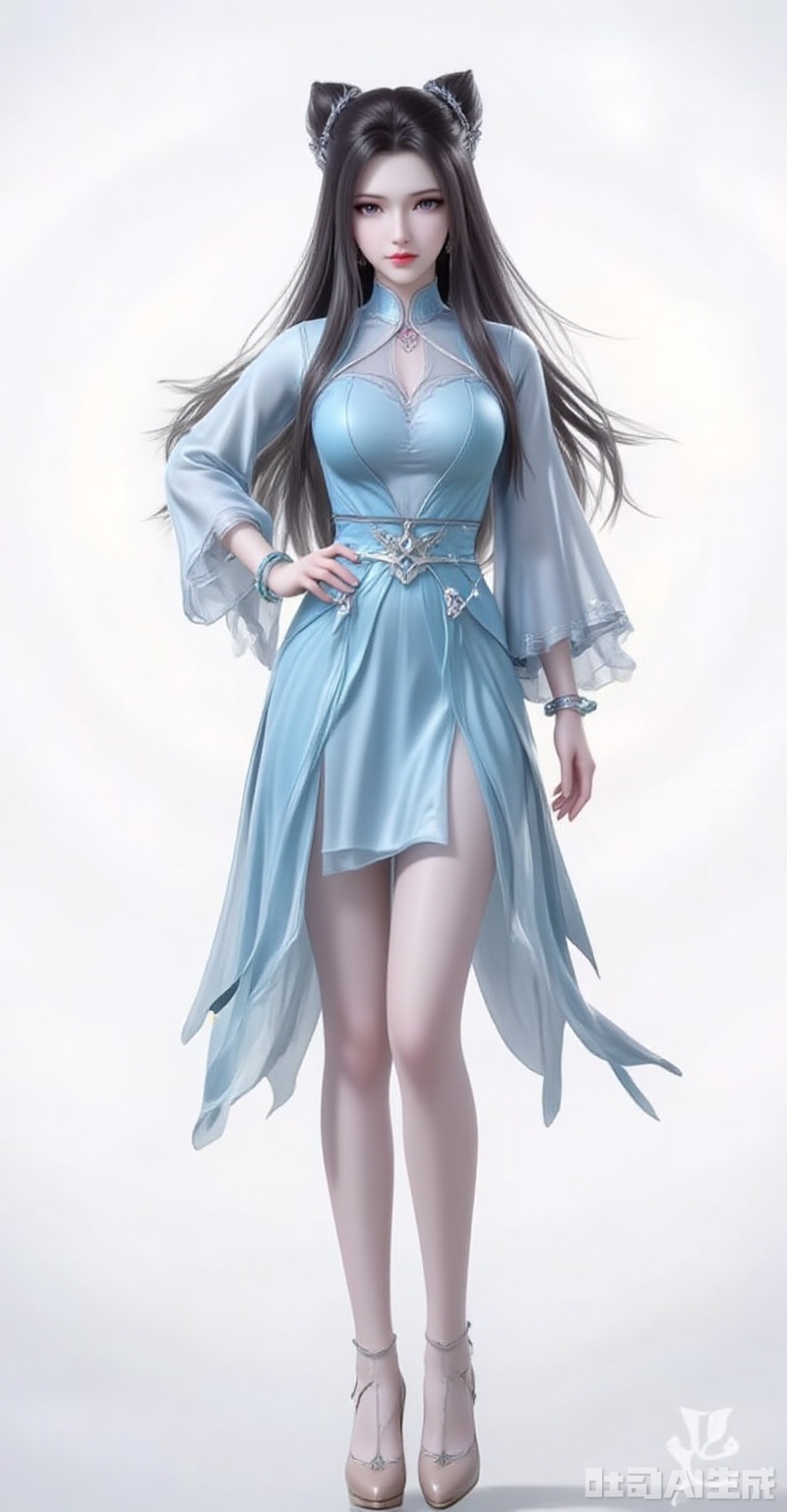 zhuzhuqing,1girl,solo,long hair,hair bun,double bun,black hair,looking at viewer,closed mouth,lips,jewelry,earrings,
ning,1girl,solo,high heels,dress,white background,full body,pantyhose,hair ornament,bracelet,jewelry,blue dress,long sleeves,simple background,bare legs,standing.
cover,gradient background,close-up details,outstanding style,adding a touch of dimension to your images without compromising details,close-up,white_background,simple background,lvjing
