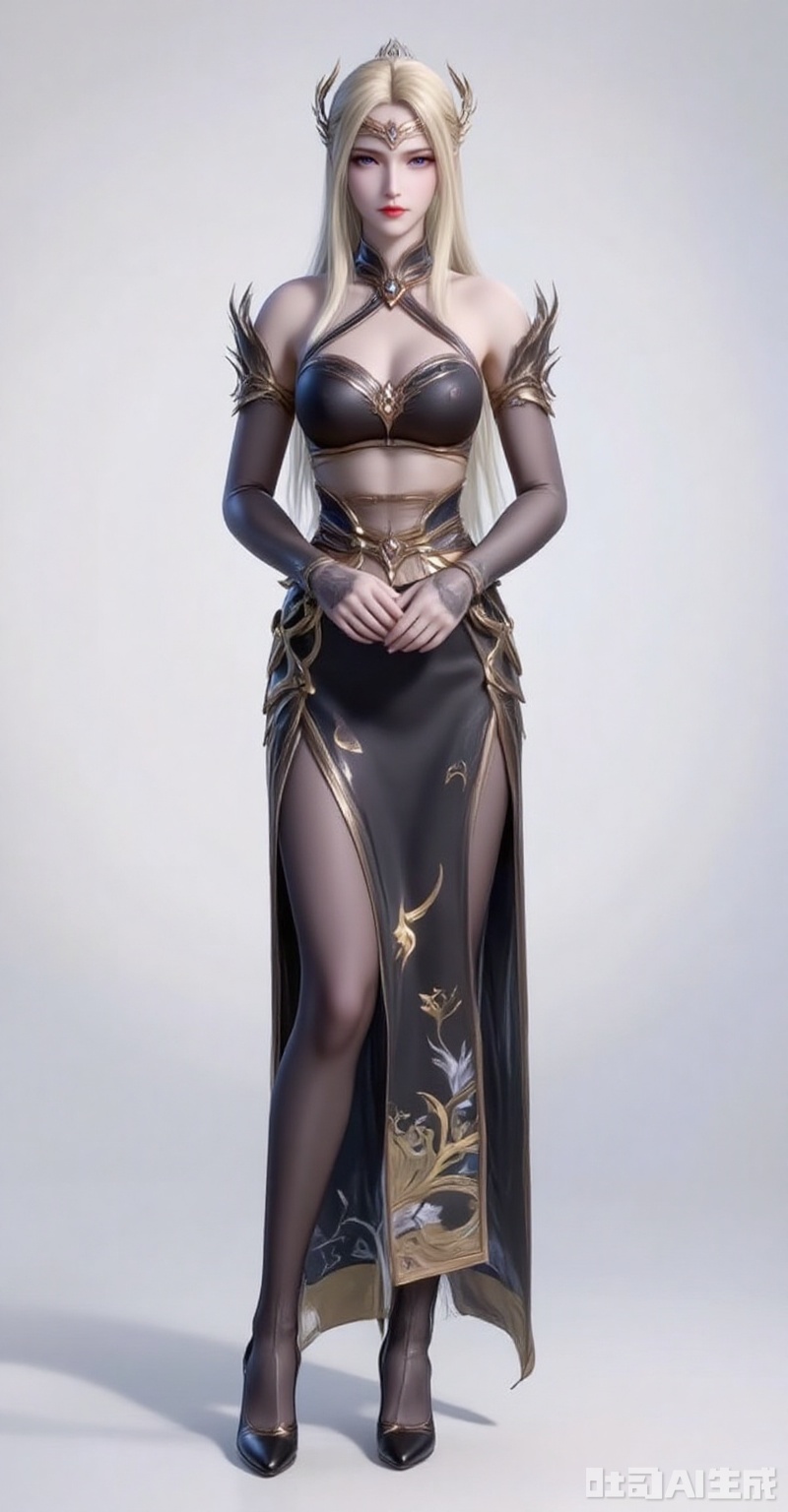 qianrenxue,1girl,solo,blue eyes,blonde hair,hair ornament,long hair,closed mouth,looking at viewer,jewelry,forehead_jewel,
1girl,dress,high heels,solo,chinese clothes,breasts,bare shoulders,black footwear,white_background,standing,china dress,black dress,bridal gauntlets,full body,pantyhose,jewelry,halter dress,
cover,gradient background,close-up details,outstanding style,adding a touch of dimension to your images without compromising details,close-up,white_background,simple background,lvjing,pifu