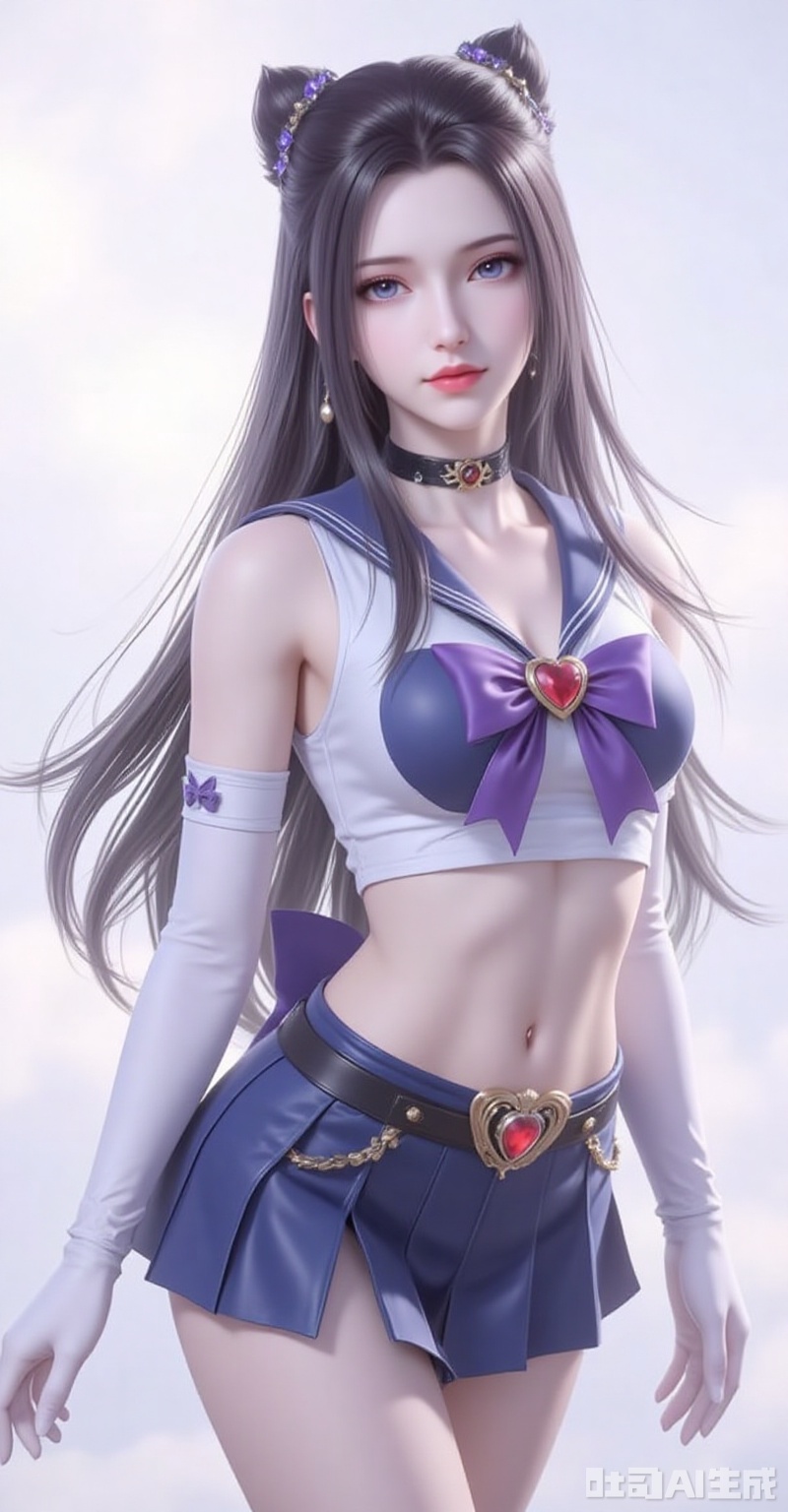 zhuzhuqing,1girl,solo,long hair,hair bun,double bun,black hair,looking at viewer,closed mouth,lips,jewelry,earrings,
1girl,sailor senshi uniform,solo,jewelry,skirt,gloves,earrings,blue skirt,white gloves,sailor collar,bow,breasts,choker,elbow gloves,magical girl,back bow,covered navel,pleated skirt,looking at viewer,brooch,purple bow,heart brooch,red choker,miniskirt,closed mouth,large breasts,collarbone,red gemstone,tiara,cowboy shot, 
cover,gradient background,close-up details,outstanding style,adding a touch of dimension to your images without compromising details,close-up,white_background,simple background,lvjing
