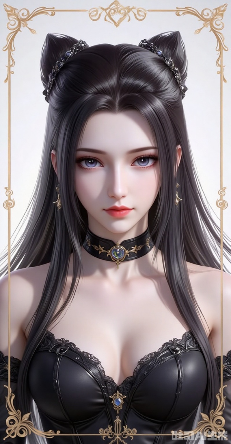 zhuzhuqing,1girl,solo,long hair,hair bun,double bun,black hair,looking at viewer,closed mouth,lips,jewelry,earrings,
1girl,solo,earrings,jewelry,looking at viewer,breasts,tarot,collarbone,upper body,dress,closed mouth,card \(medium\),tarot \(medium\),frills,border, 
cover,gradient background,close-up details,outstanding style,adding a touch of dimension to your images without compromising details,close-up,white_background,simple background,lvjing
