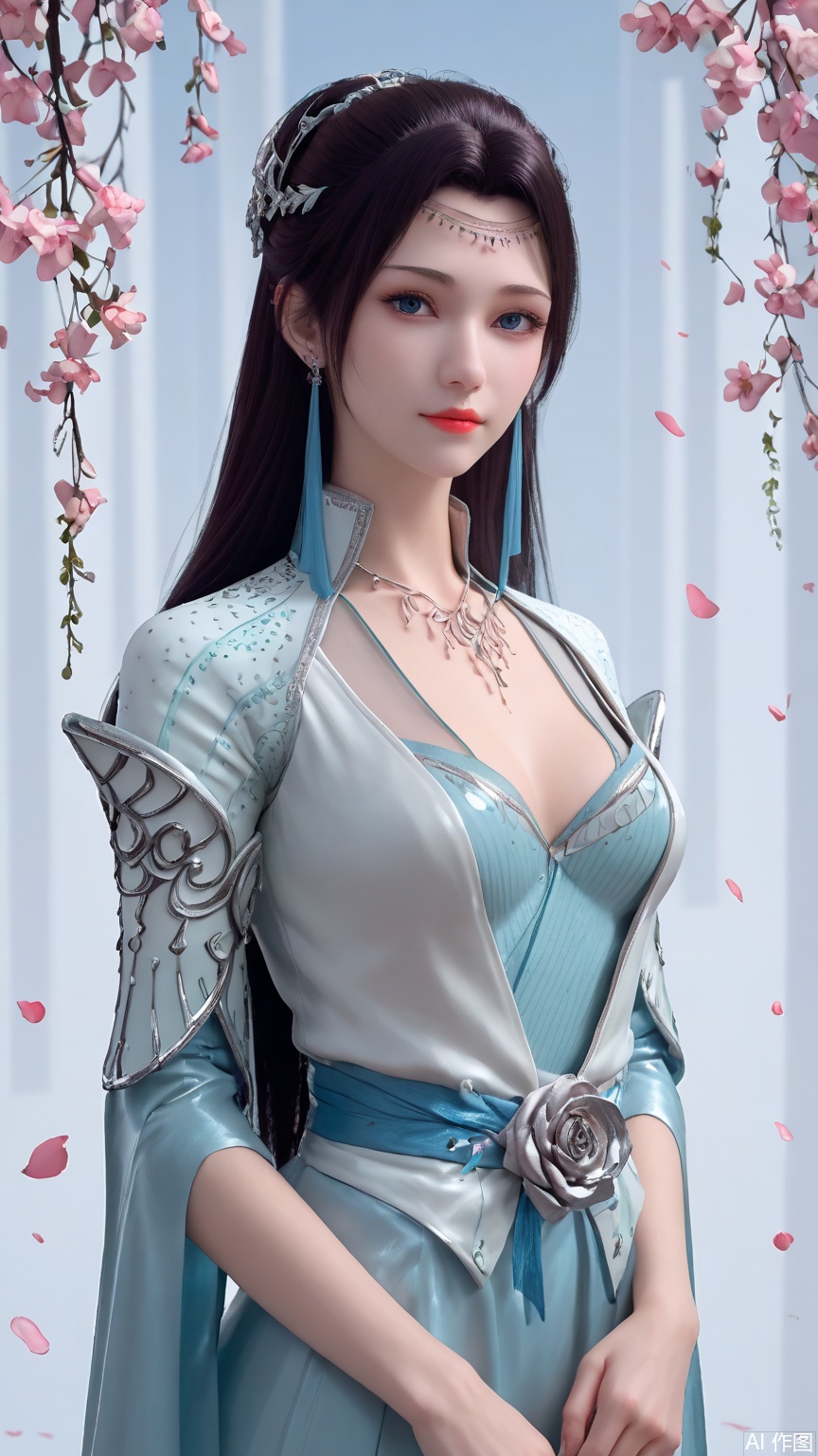 score_9_up,score_8_up,score_7_up, (high definition, Best quality, masterpiece, 4K, exquisite skin), (petal and beam background:1.1), 1girl, big chest, looking at viewer, cowboy_shot