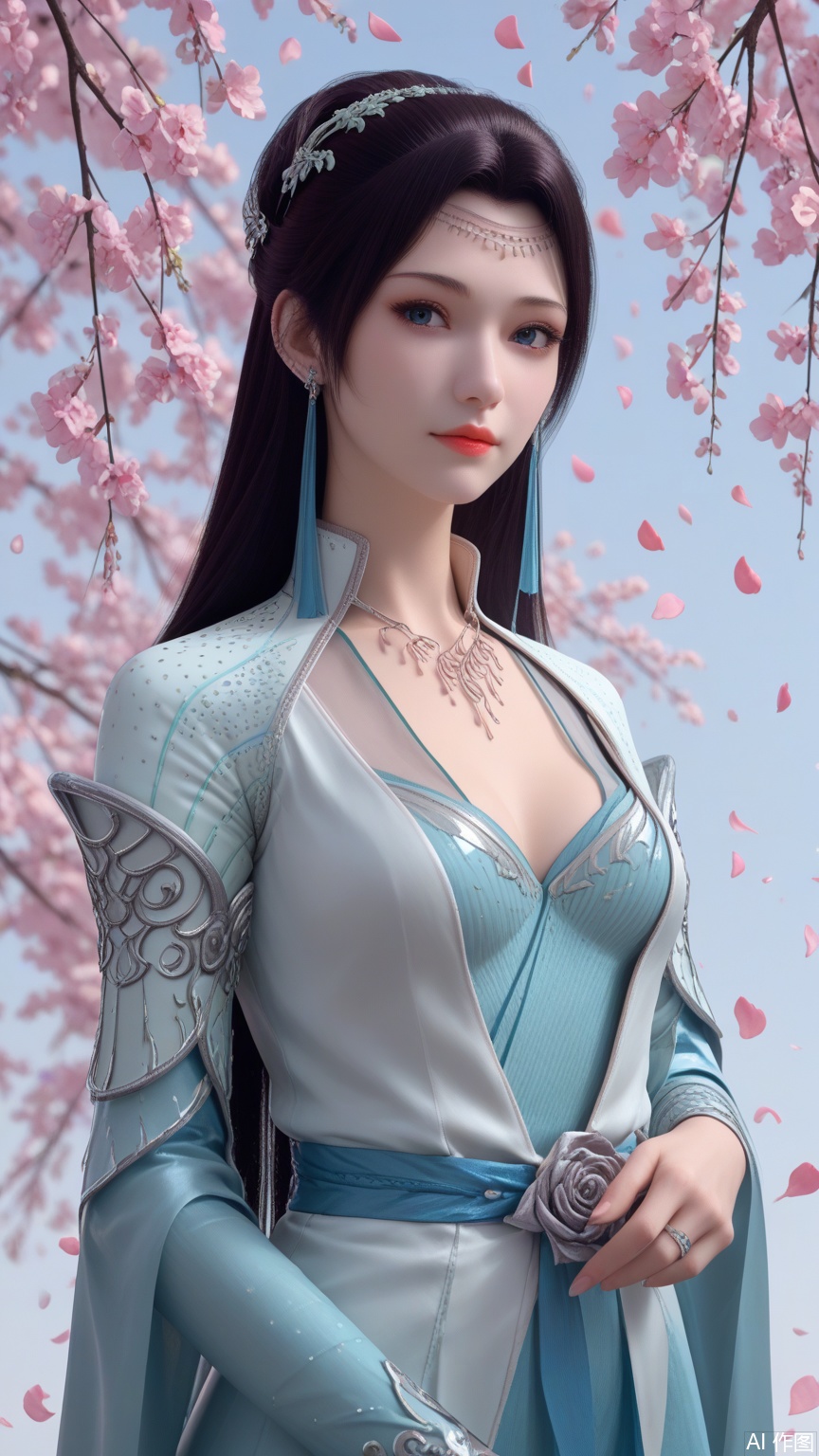 score_9_up,score_8_up,score_7_up, (high definition, Best quality, masterpiece, 4K, exquisite skin), (petal and beam background:1.1), 1girl, big chest, looking at viewer, cowboy_shot