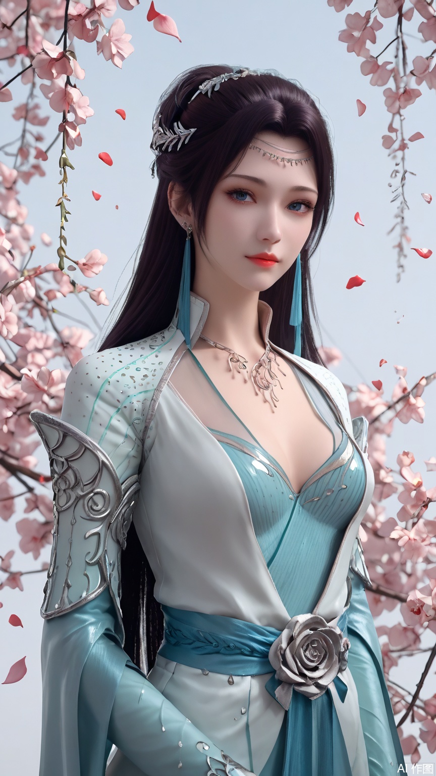 score_9_up,score_8_up,score_7_up, (high definition, Best quality, masterpiece, 4K, exquisite skin), (petal and beam background:1.1), 1girl, big chest, looking at viewer, cowboy_shot