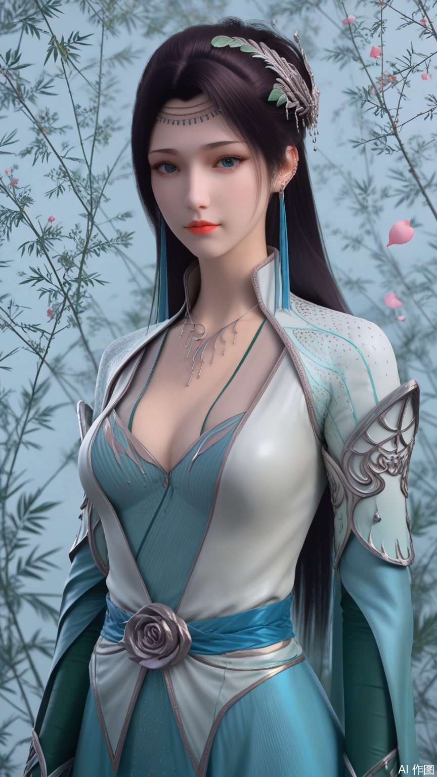 score_9_up,score_8_up,score_7_up, (high definition, Best quality, masterpiece, 4K, exquisite skin), (petal and beam background:1.1), 1girl, big chest, looking at viewer, cowboy_shot