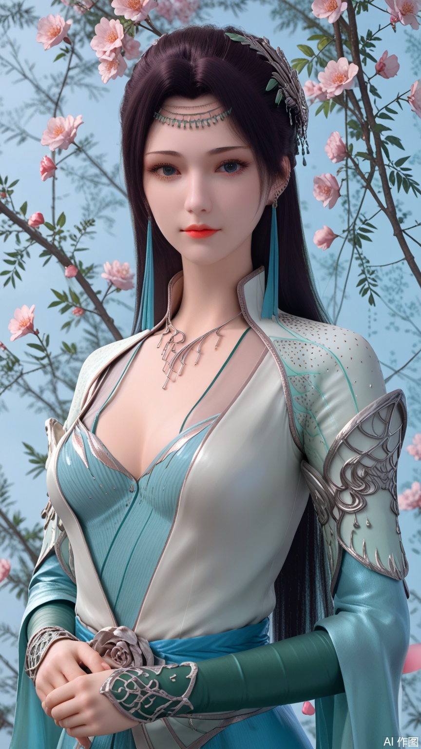 score_9_up,score_8_up,score_7_up, (high definition, Best quality, masterpiece, 4K, exquisite skin), (petal and beam background:1.1), 1girl, big chest, looking at viewer, standing 