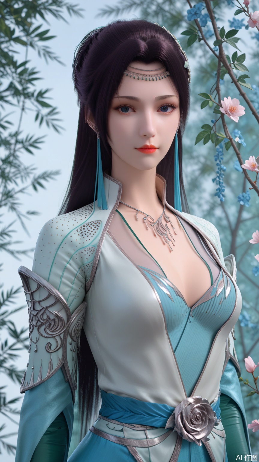 score_9_up,score_8_up,score_7_up, (high definition, Best quality, masterpiece, 4K, exquisite skin), (petal and beam background:1.1), 1girl, big chest, looking at viewer, cowboy_shot, standing 