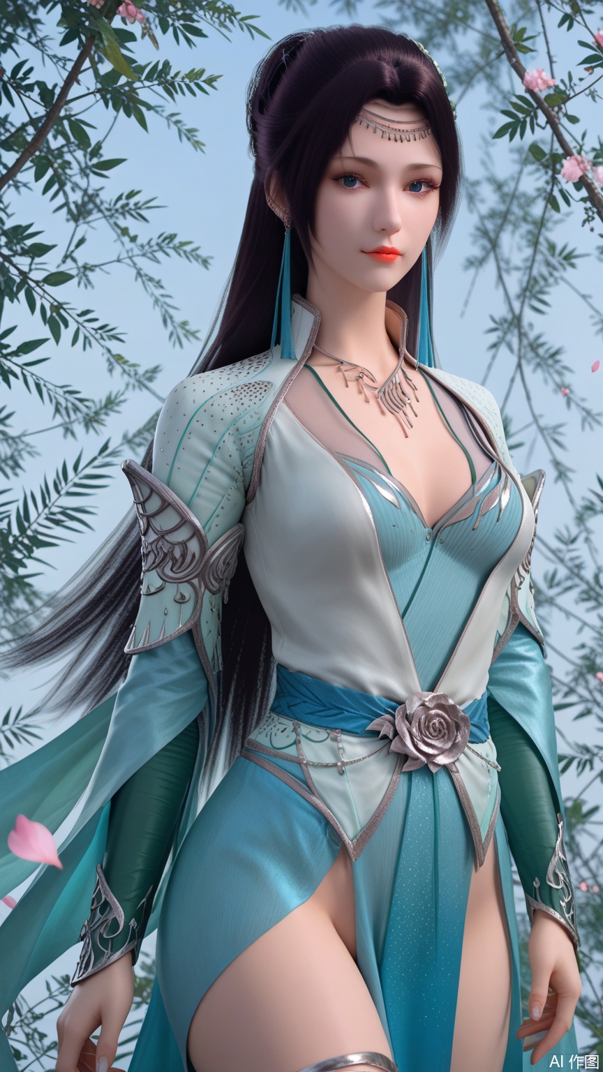 score_9_up,score_8_up,score_7_up, (high definition, Best quality, masterpiece, 4K, exquisite skin), (petal and beam background:1.1), 1girl, big chest, looking at viewer, cowboy_shot, thighlet